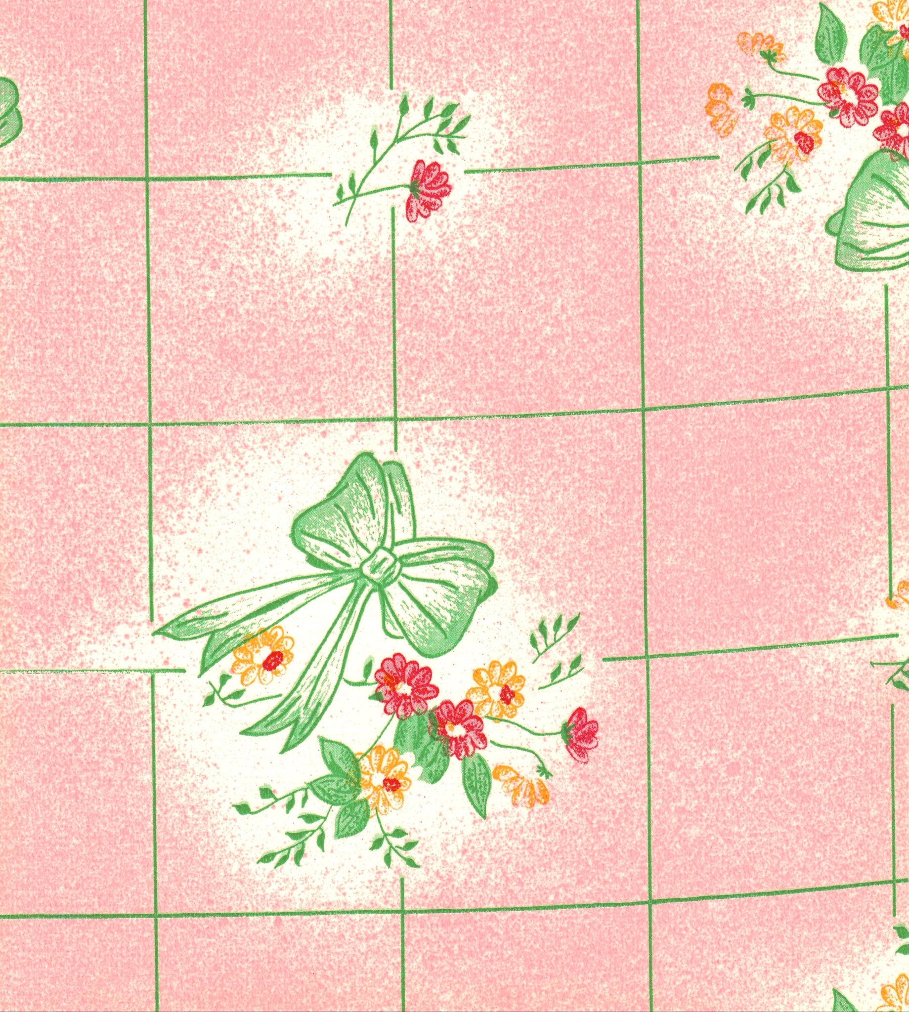 oilcloth by the yard bows and bouquet salmon swatch