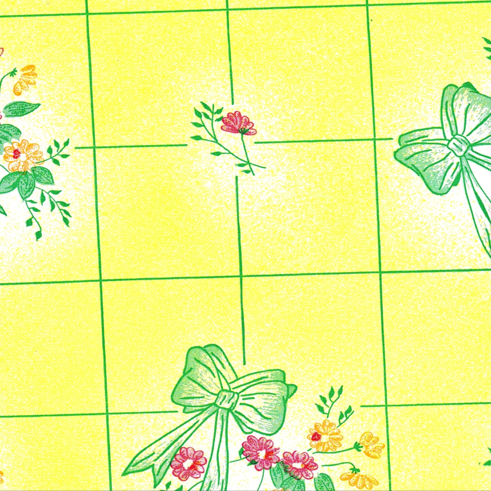bows and bouquet yellow oilcloth swatch