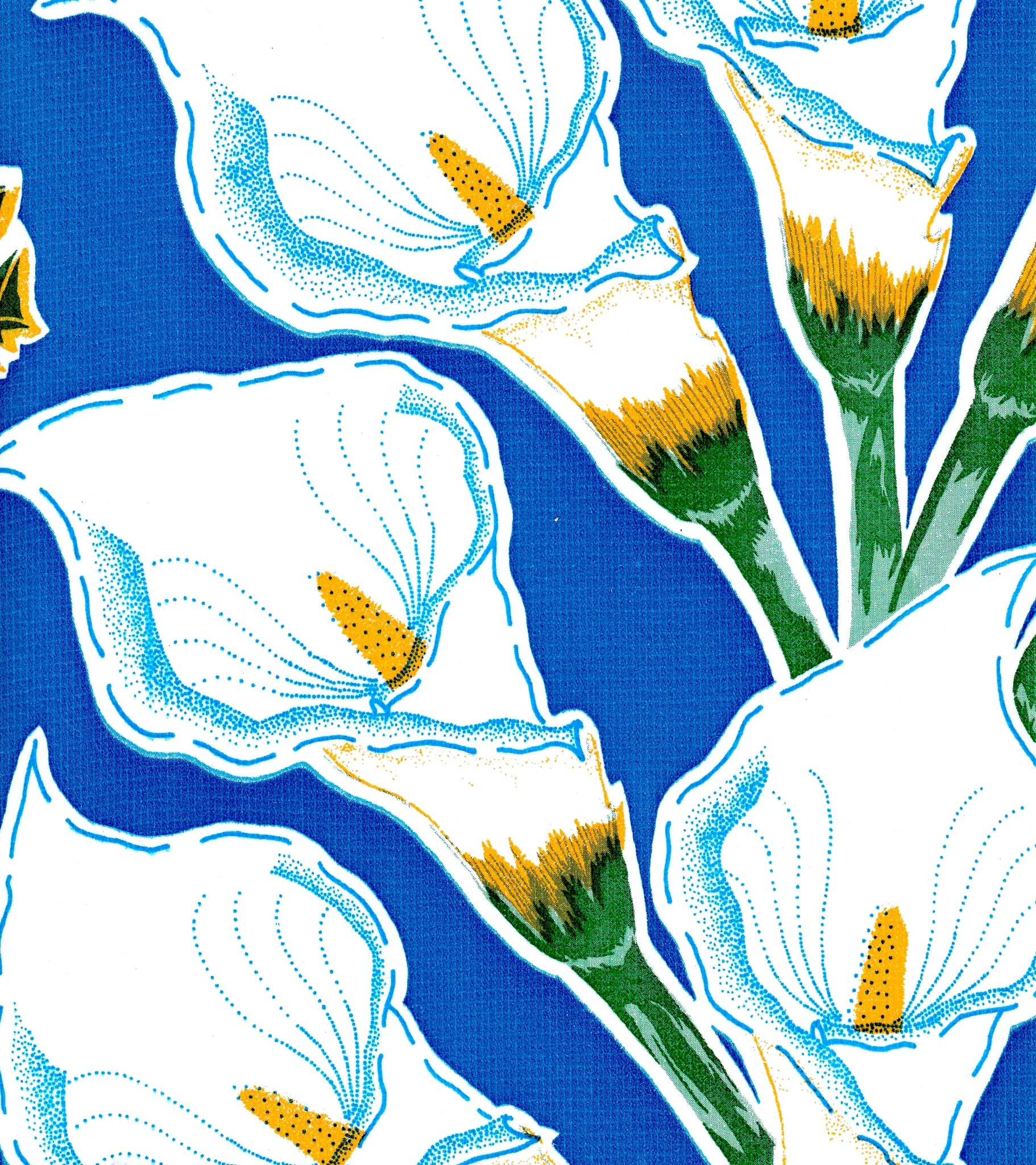 oilcloth by the yard calla lily blue swatch
