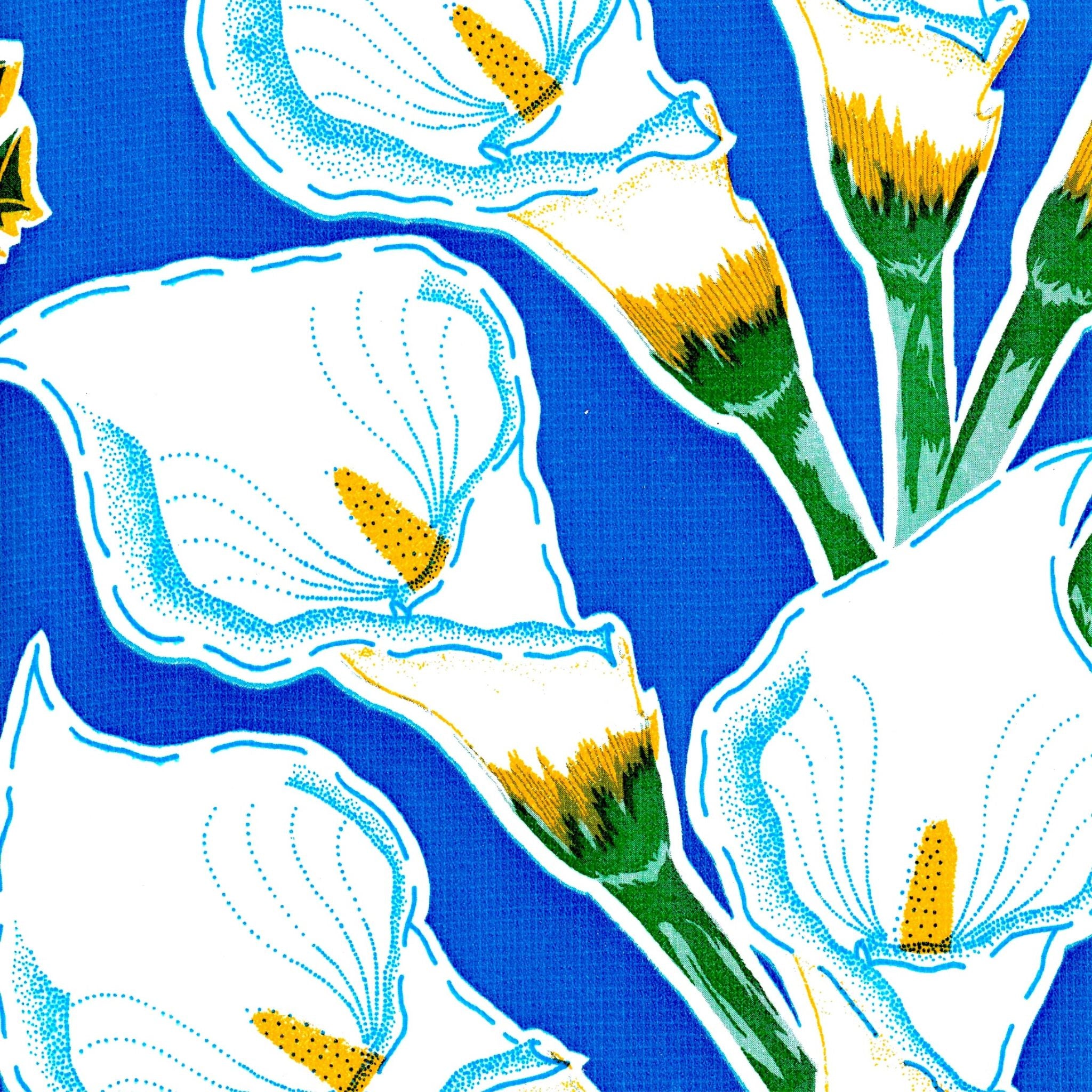 oilcloth by the yard calla lily blue oilcloth swatch