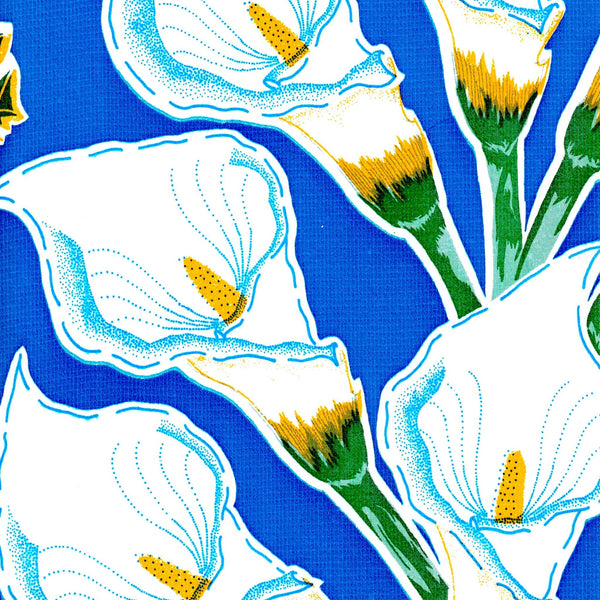 Buy Calla Lily Fabric - Calla Lily Blue Oilcloth Fabric | Oilcloth BTY