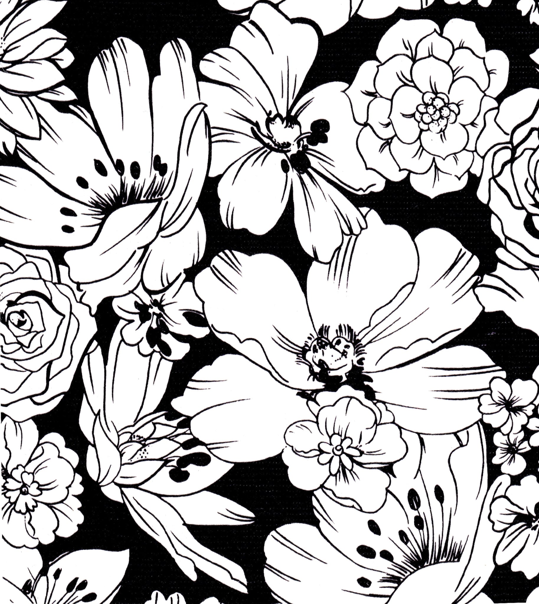 oilcloth by the yard chelsea flowers black  swatch