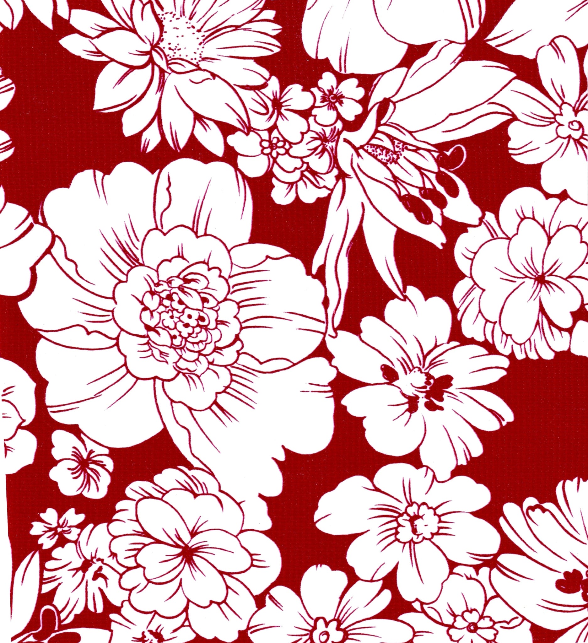 oilcloth by the yard chelsea flowers burgundy swatch