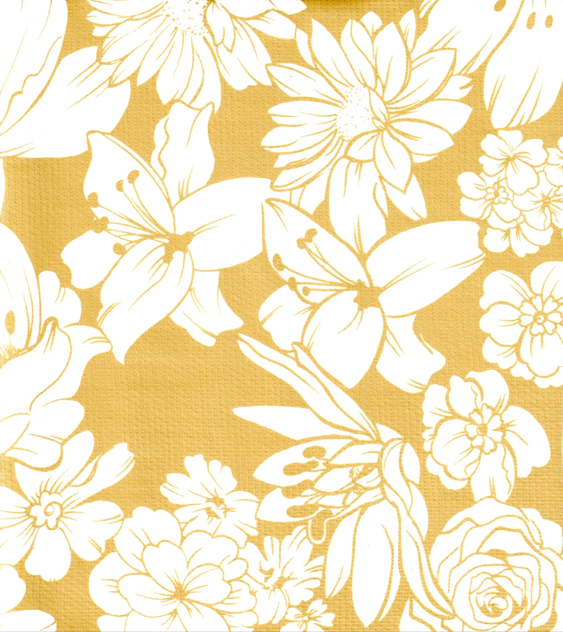 oilcloth by the yard chelsea flowers gold  swatch