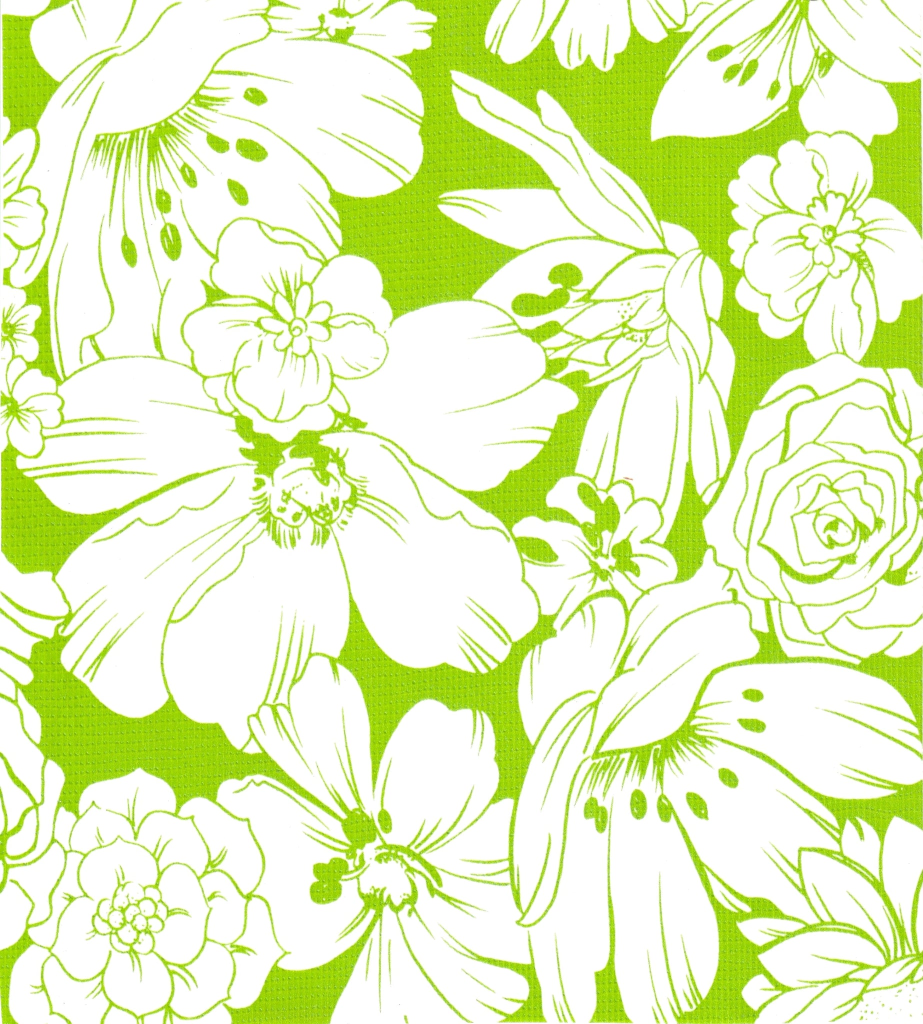 oilcloth by the yard chelsea flowers lime green swatch