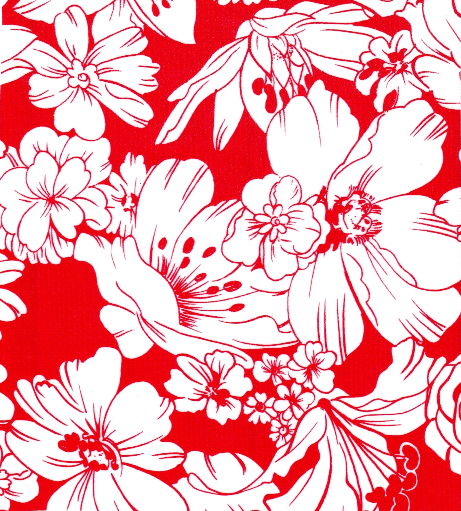 oilcloth by the yard chelsea flowers red  swatch
