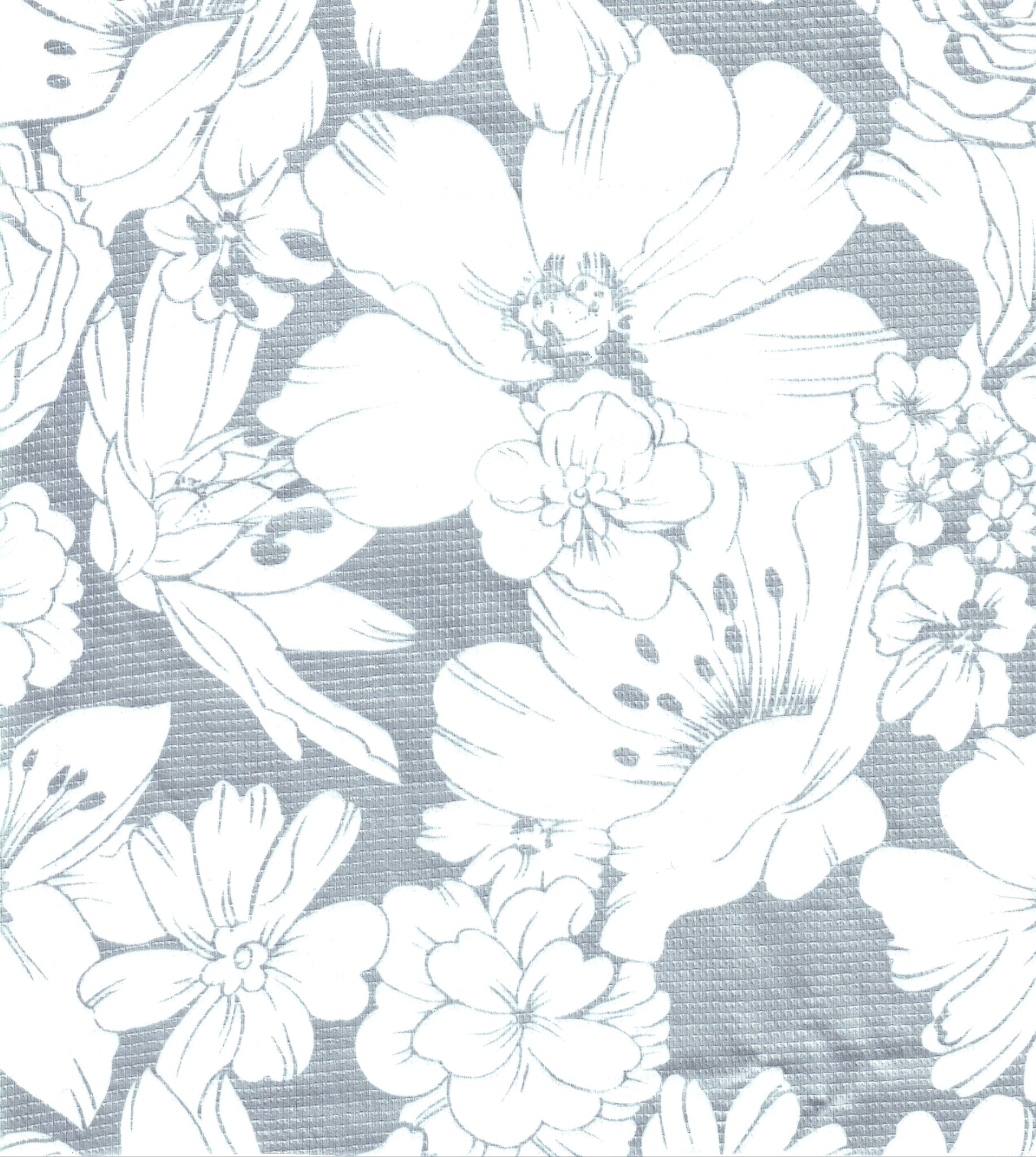 oilcloth by the yard chelsea flowers silver swatch