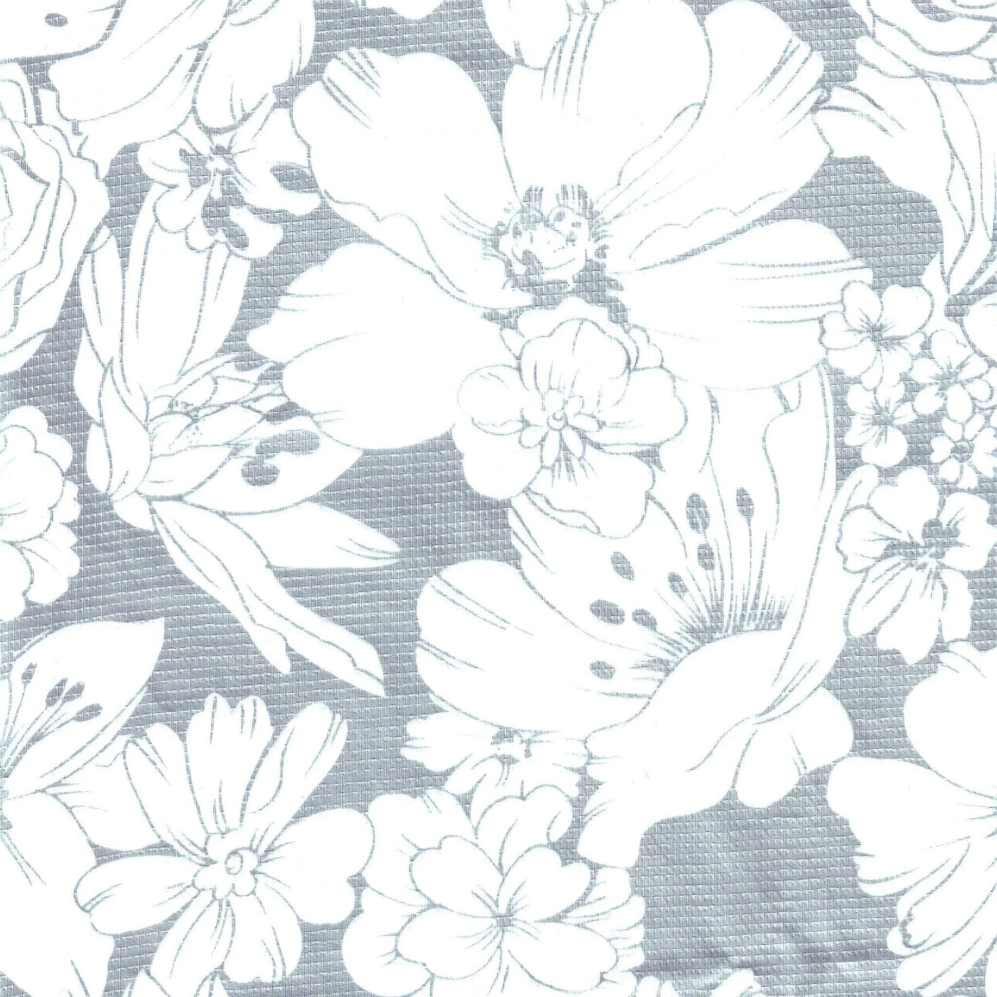 chelsea flowers silver oilcloth swatch