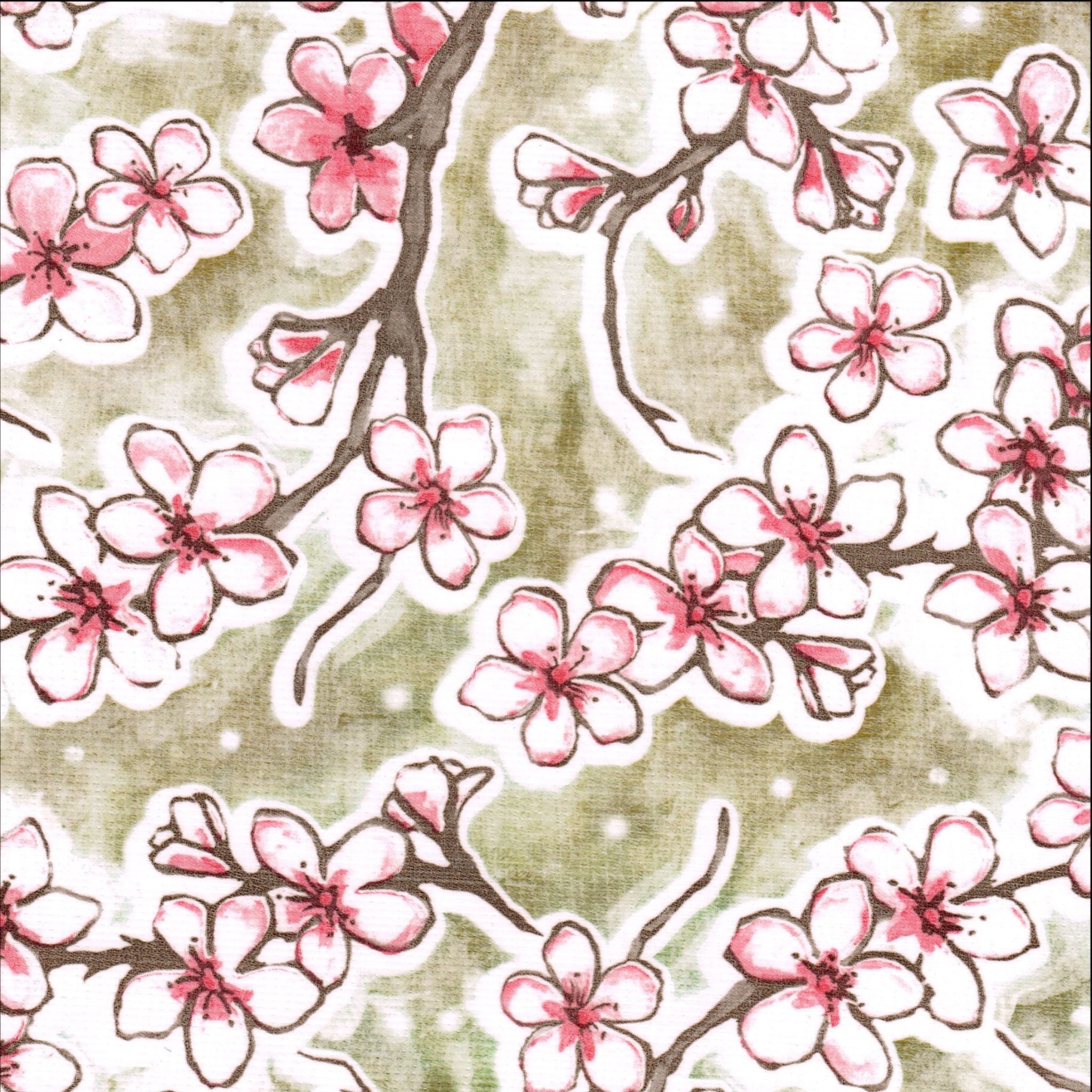 cherry blossom gold oilcloth swatch