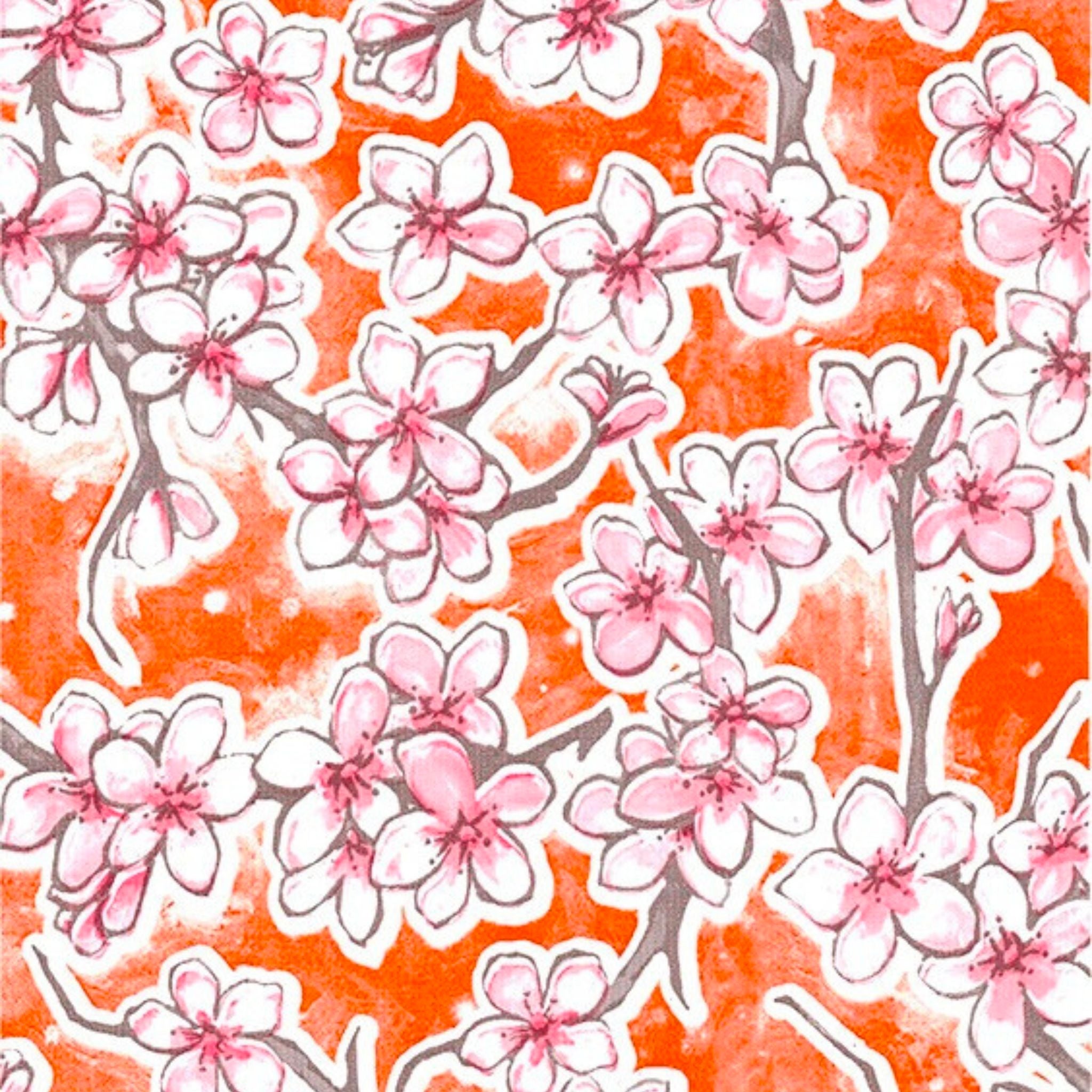 oilcloth by the yard cherry blossom orange oilcloth swatch