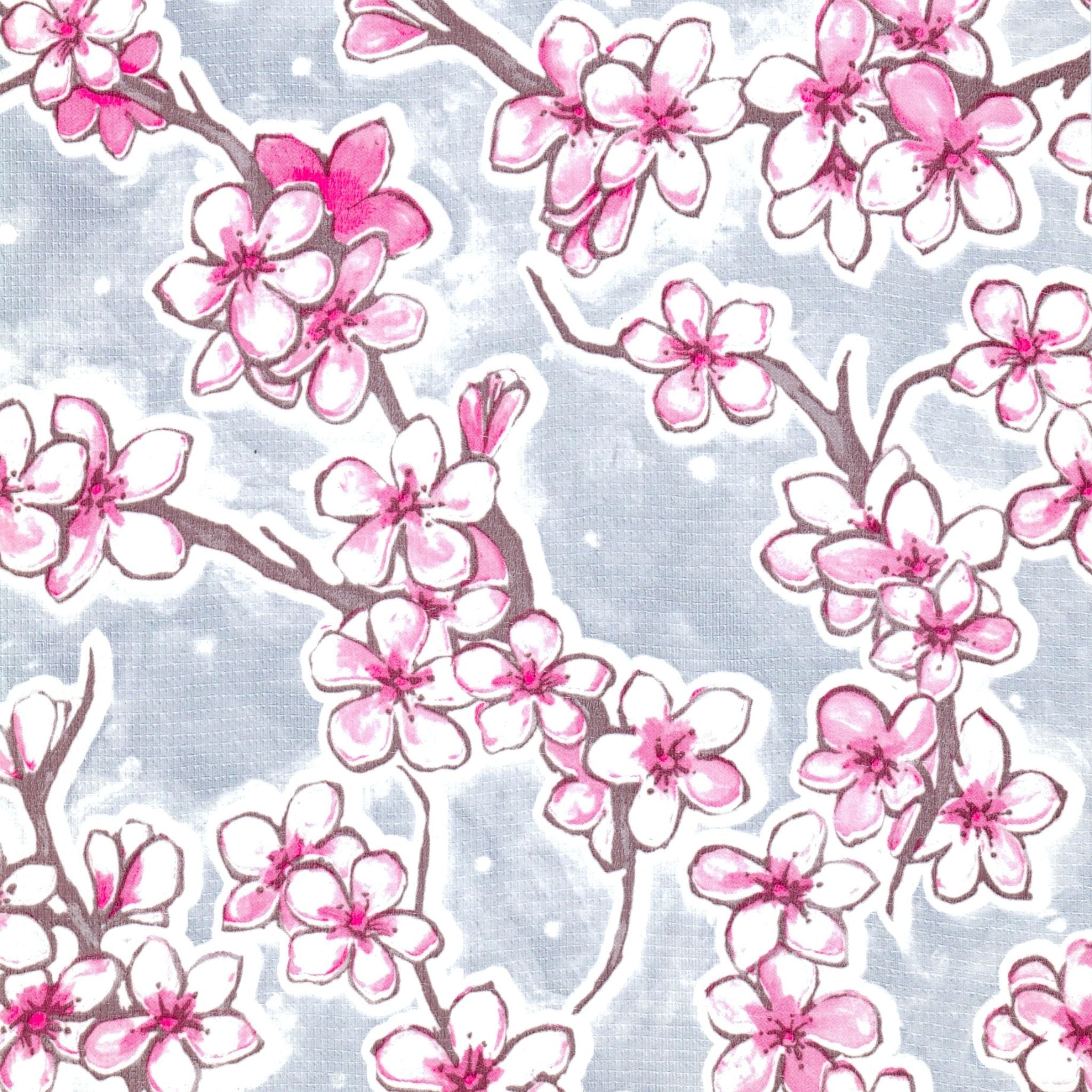 cherry blossom silver oilcloth swatch