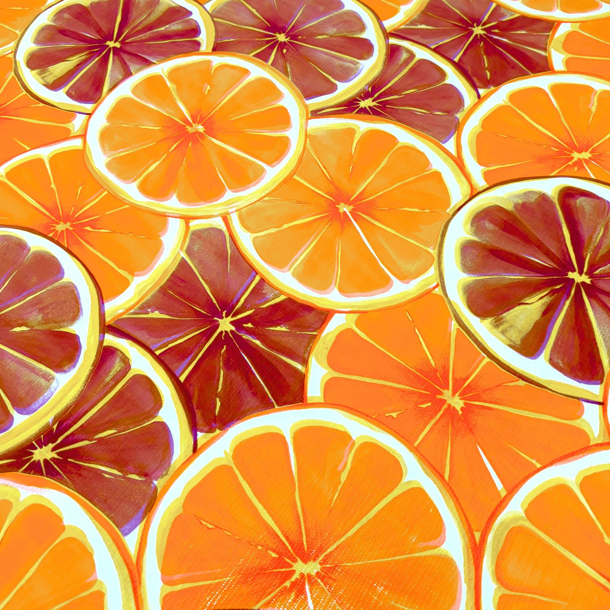 Citrus in Blood Orange Oilcloth Fabric
