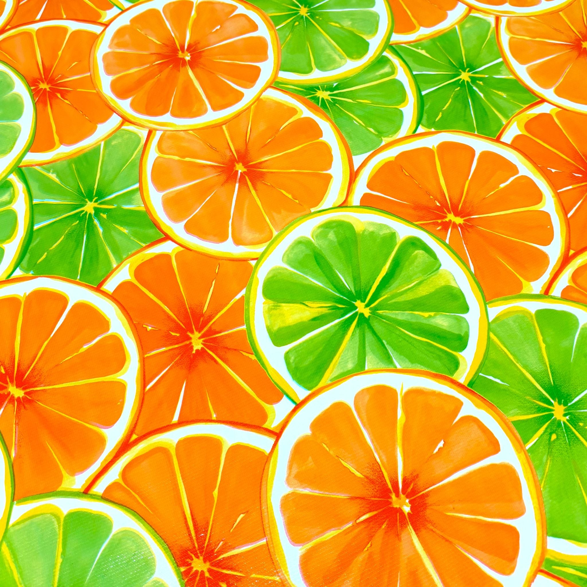 citrus orange and lime oilcloth swatch