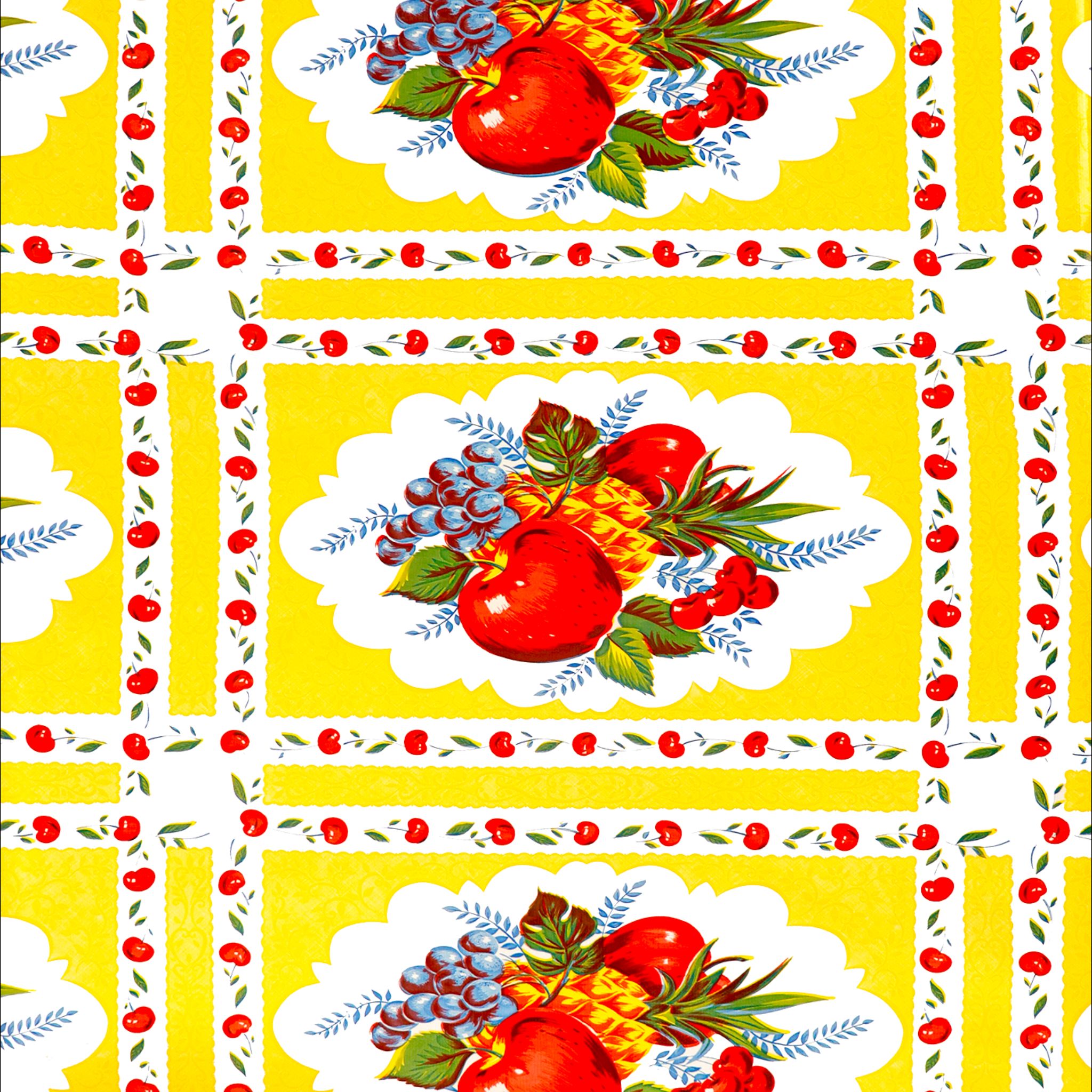 country apple yellow oilcloth swatch