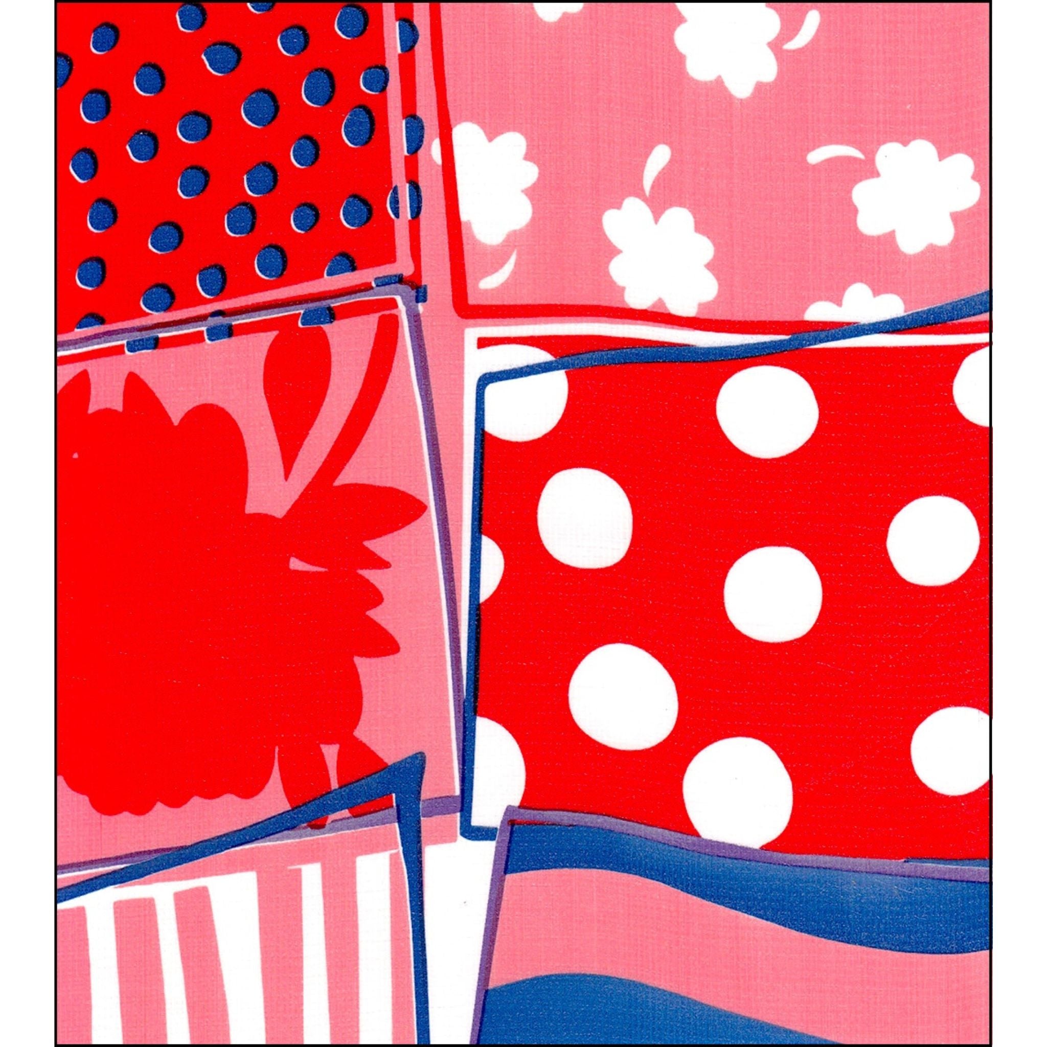 crazy quilt red oilcloth swatch