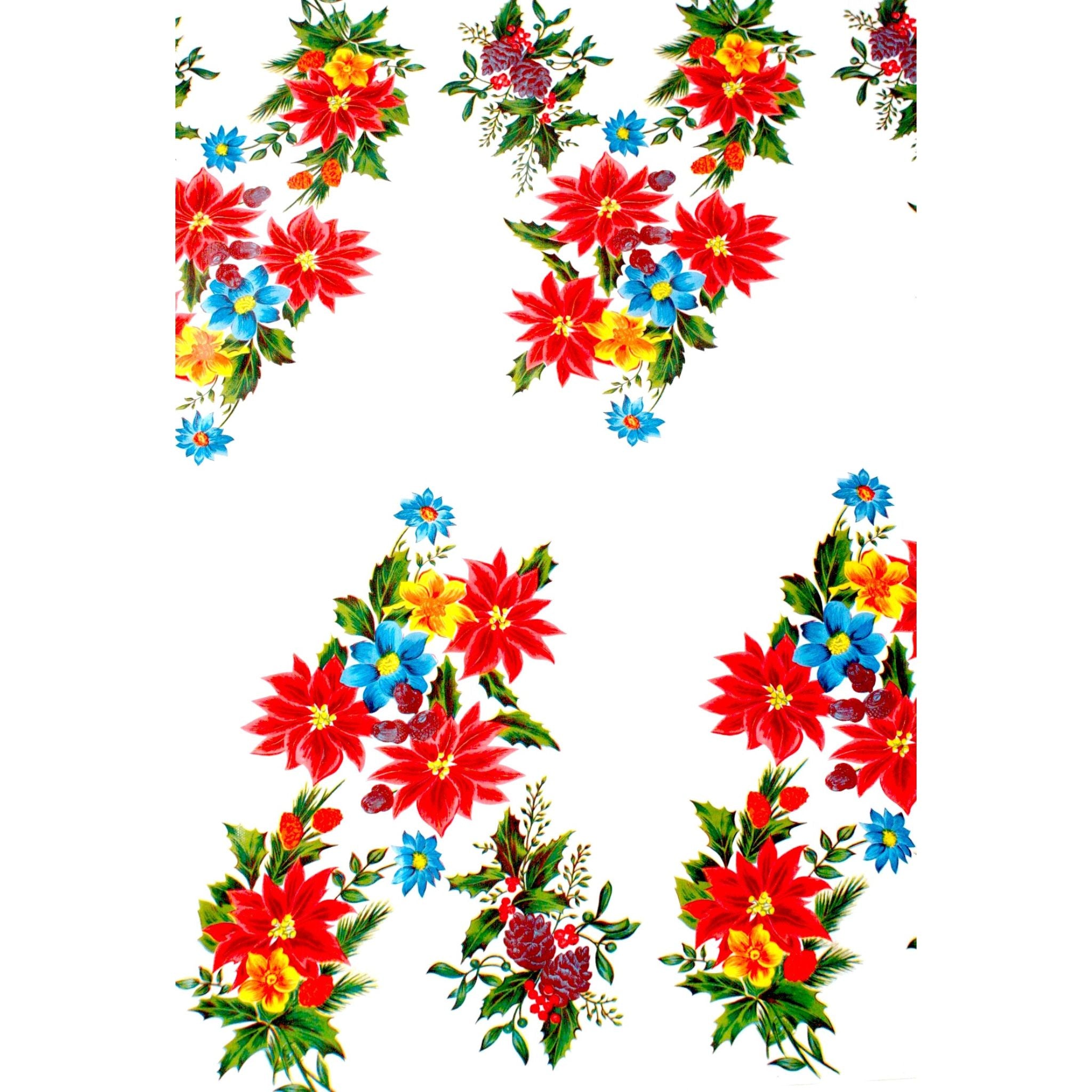 christmas poinsettia white oilcloth swatch