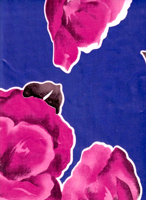 Gardenia Navy Blue Oilcloth Fabric