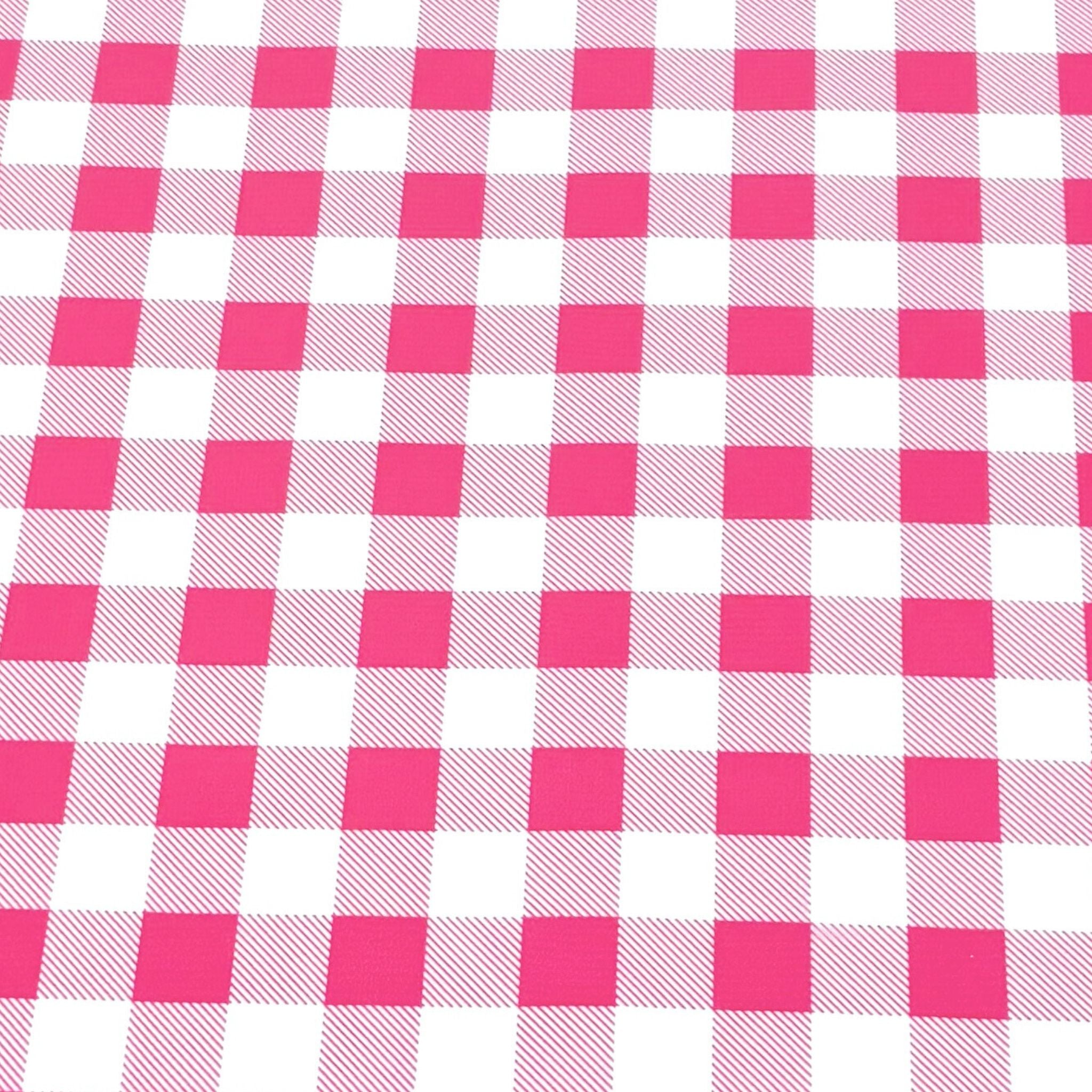 large gingham pink oilcloth swatch