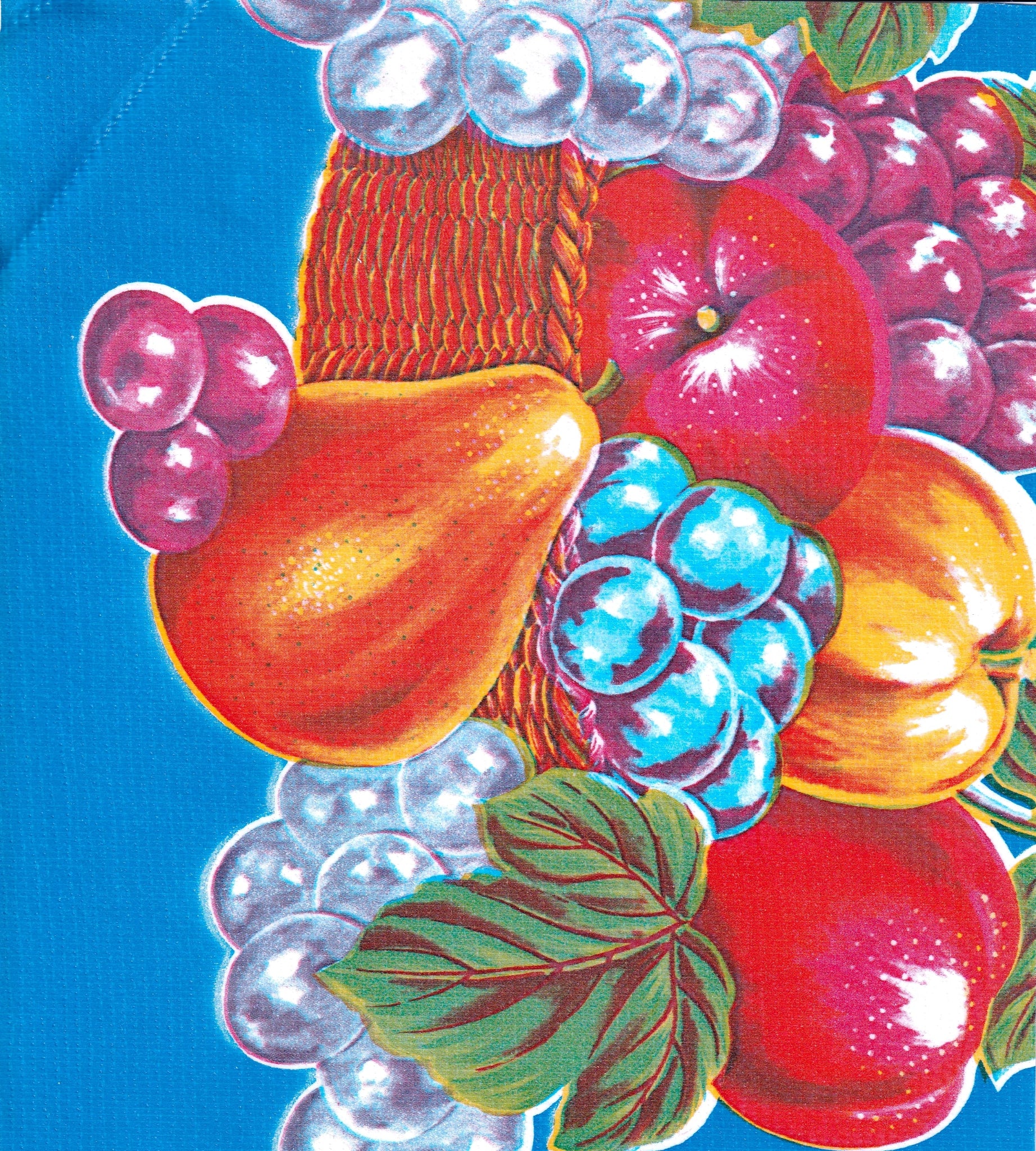 oilcloth by the yard lemons and roses blue swatch