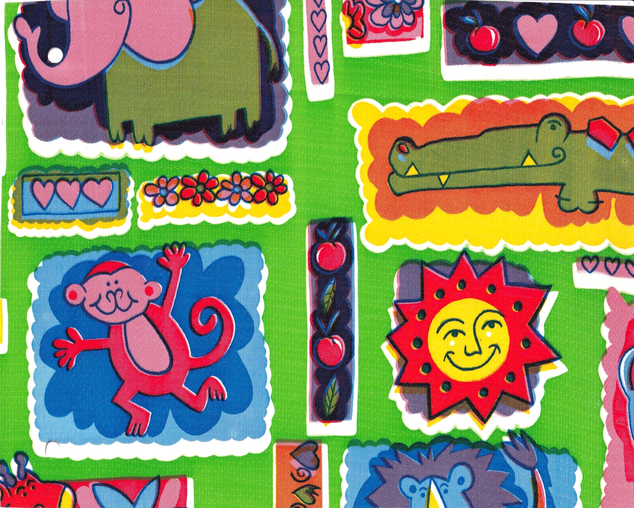 oilcloth by the yard menagerie lime green swatch