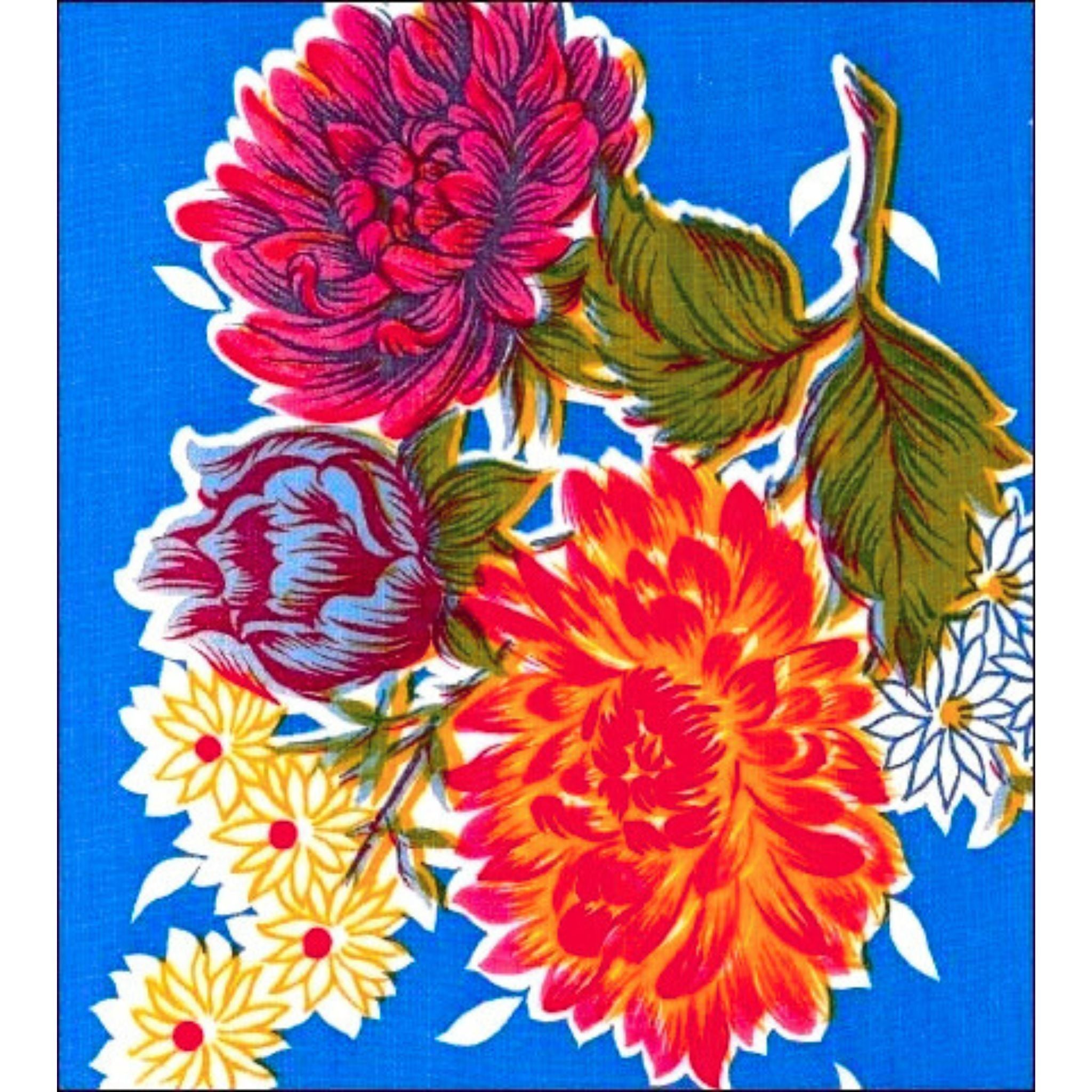 mum blue oilcloth swatch