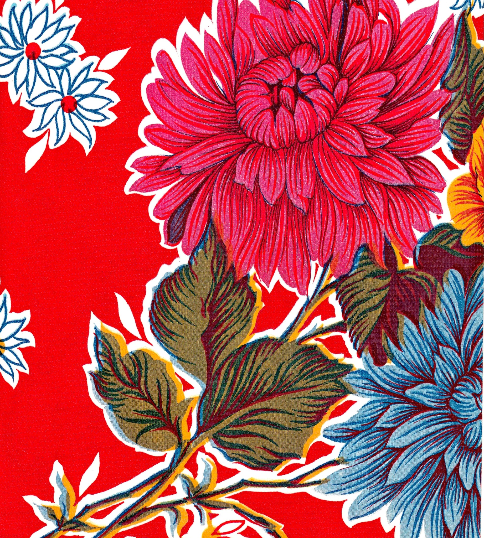 oilcloth by the yard mum red swatch