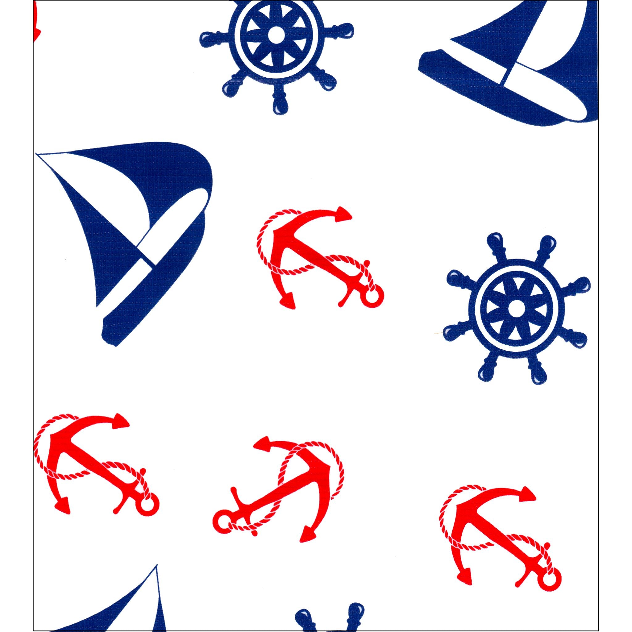 nautical navy blue and red oilcloth swatch