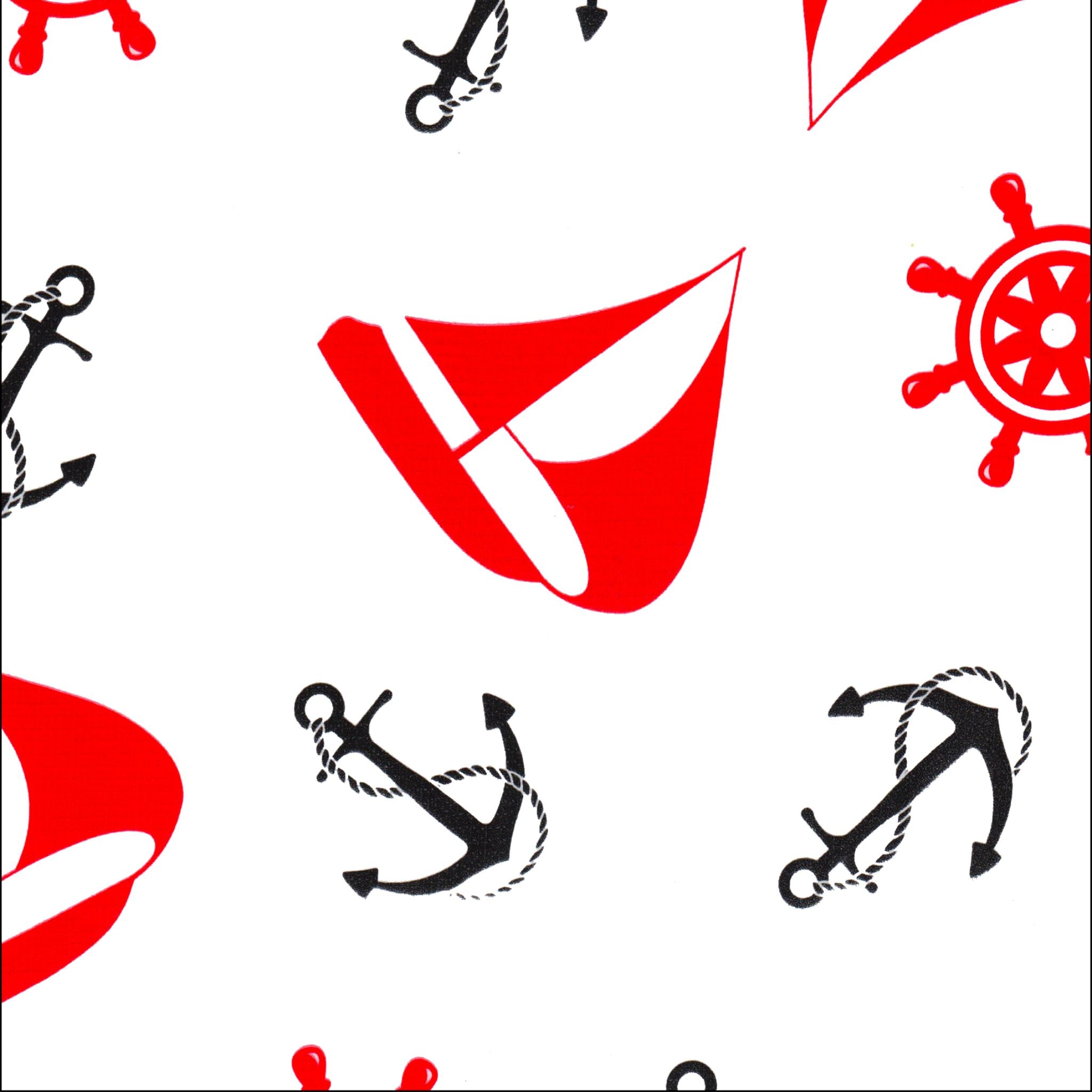 nautical red and black oilcloth swatch
