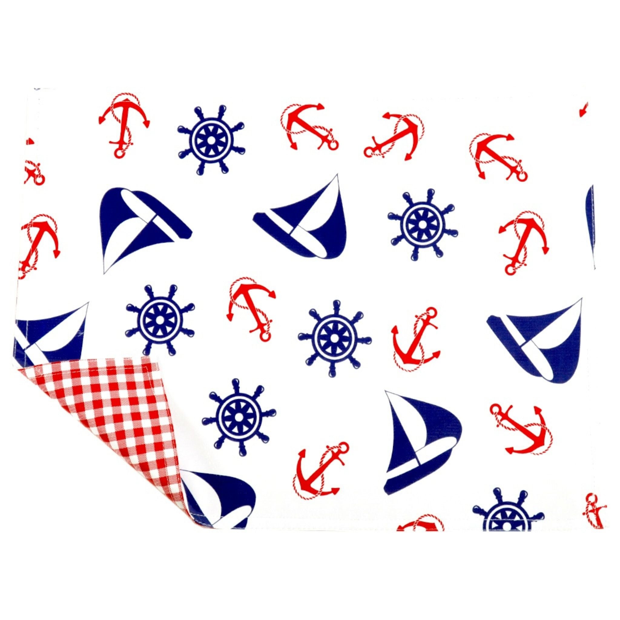 oilcloth by the yard nautical navy blue and red and gingham red oilcloth placemat