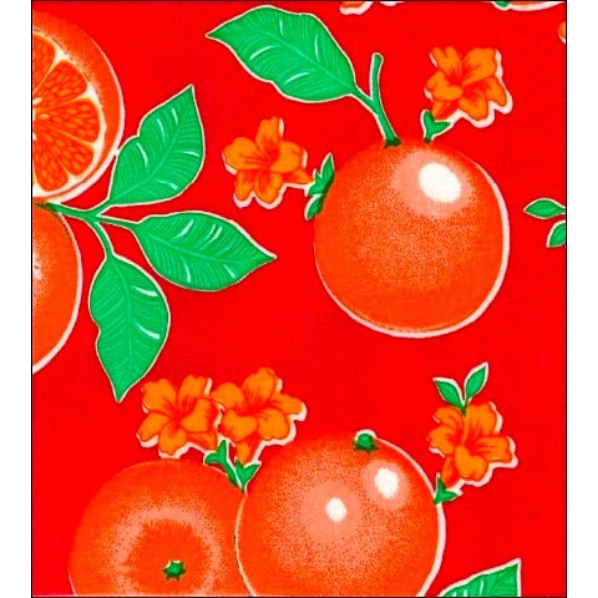oranges red oilcloth swatch