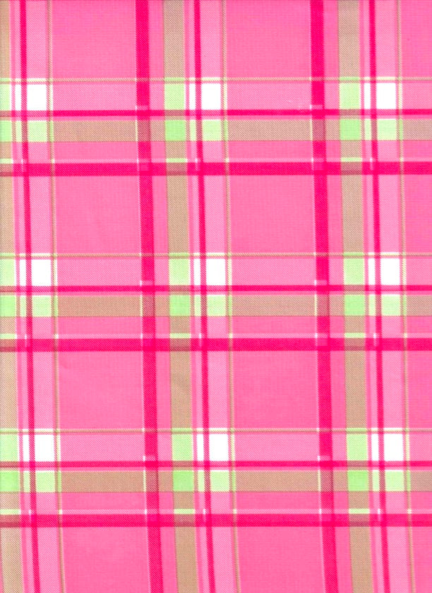 swatch of hot pink plaid with white and lime green accents