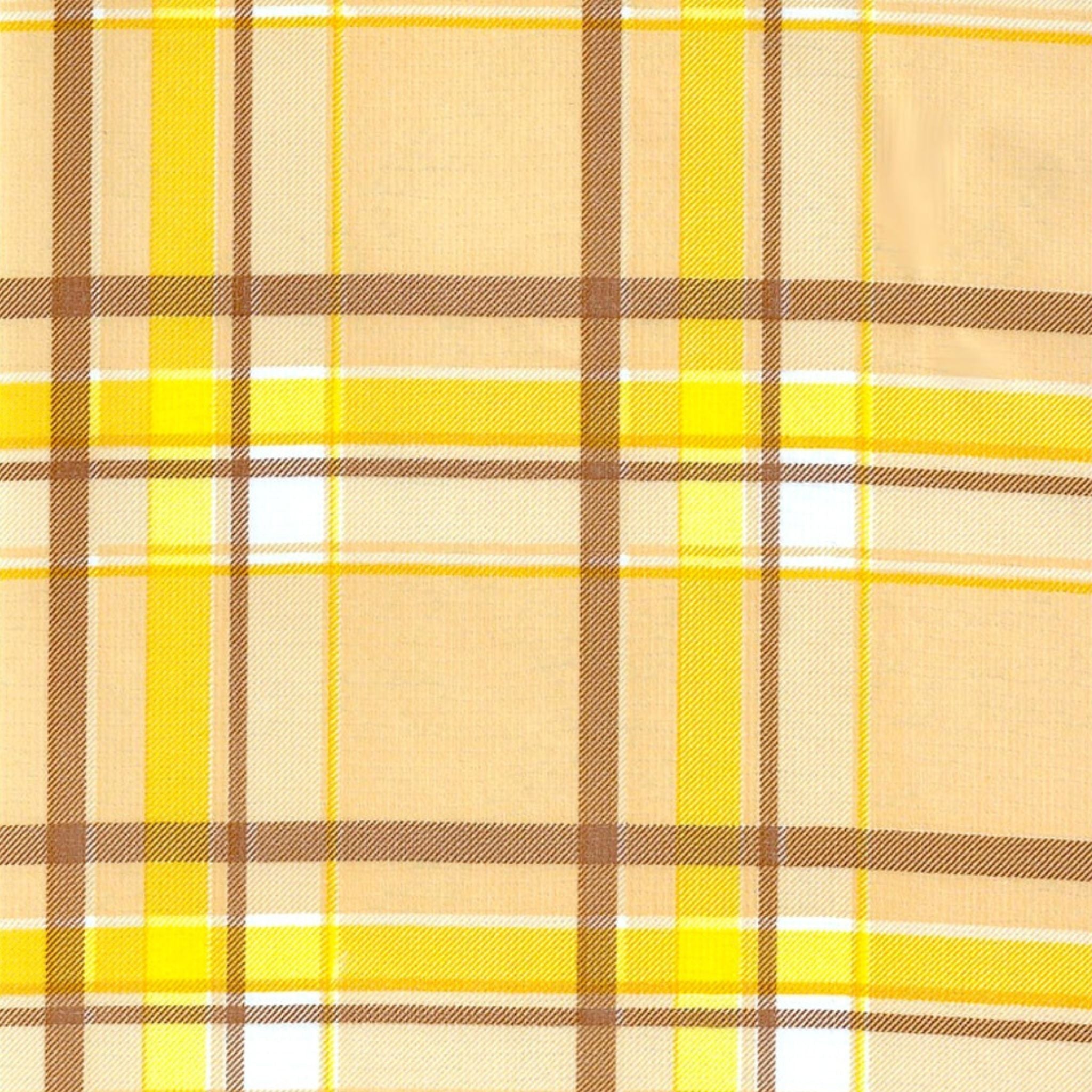 plaid yellow and brown oilcloth swatch