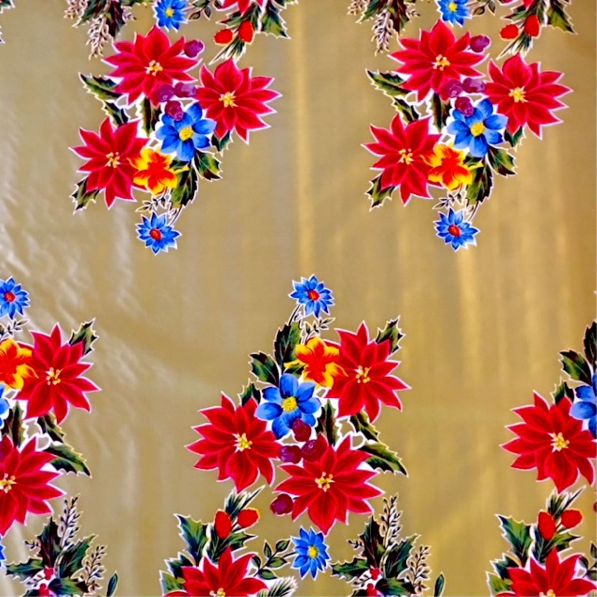 oilcloth by the yard poinsettia gold oilcloth swatch
