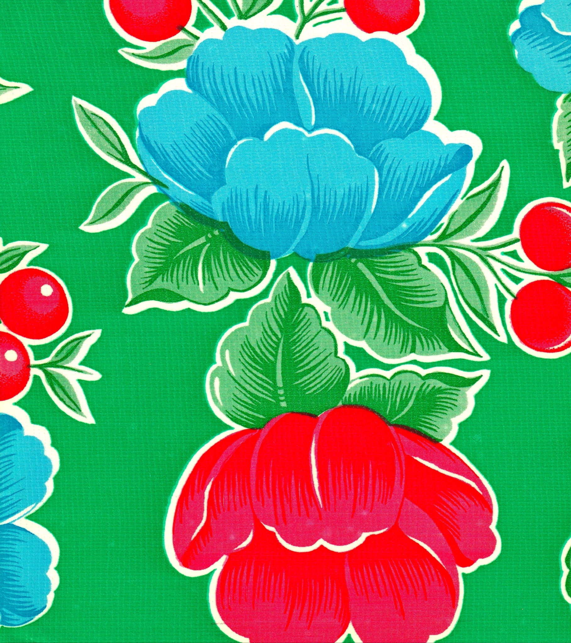 oilcloth by the yard poppy green swatch