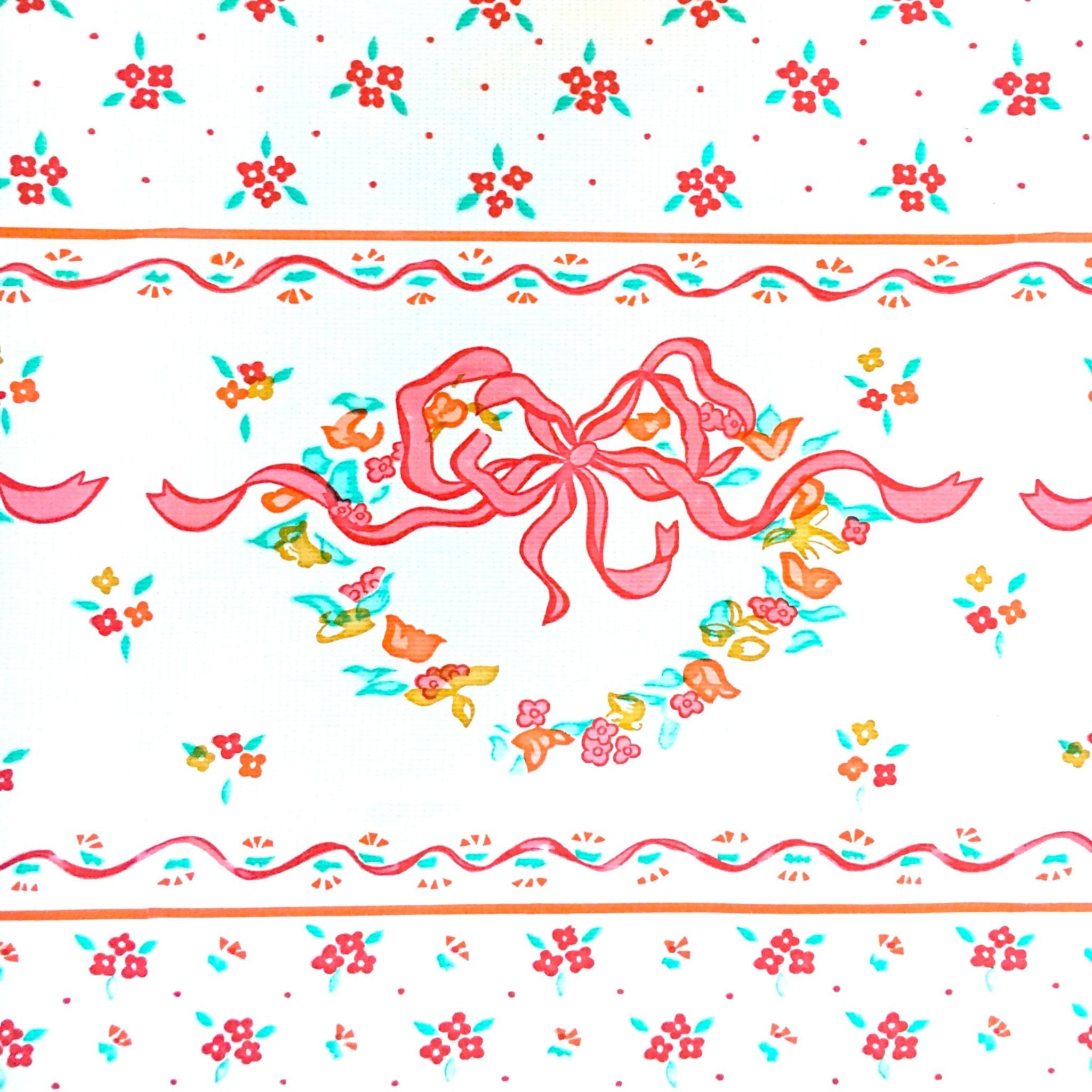 oilcloth by the yard ribbons and flowers red oilcloth swatch
