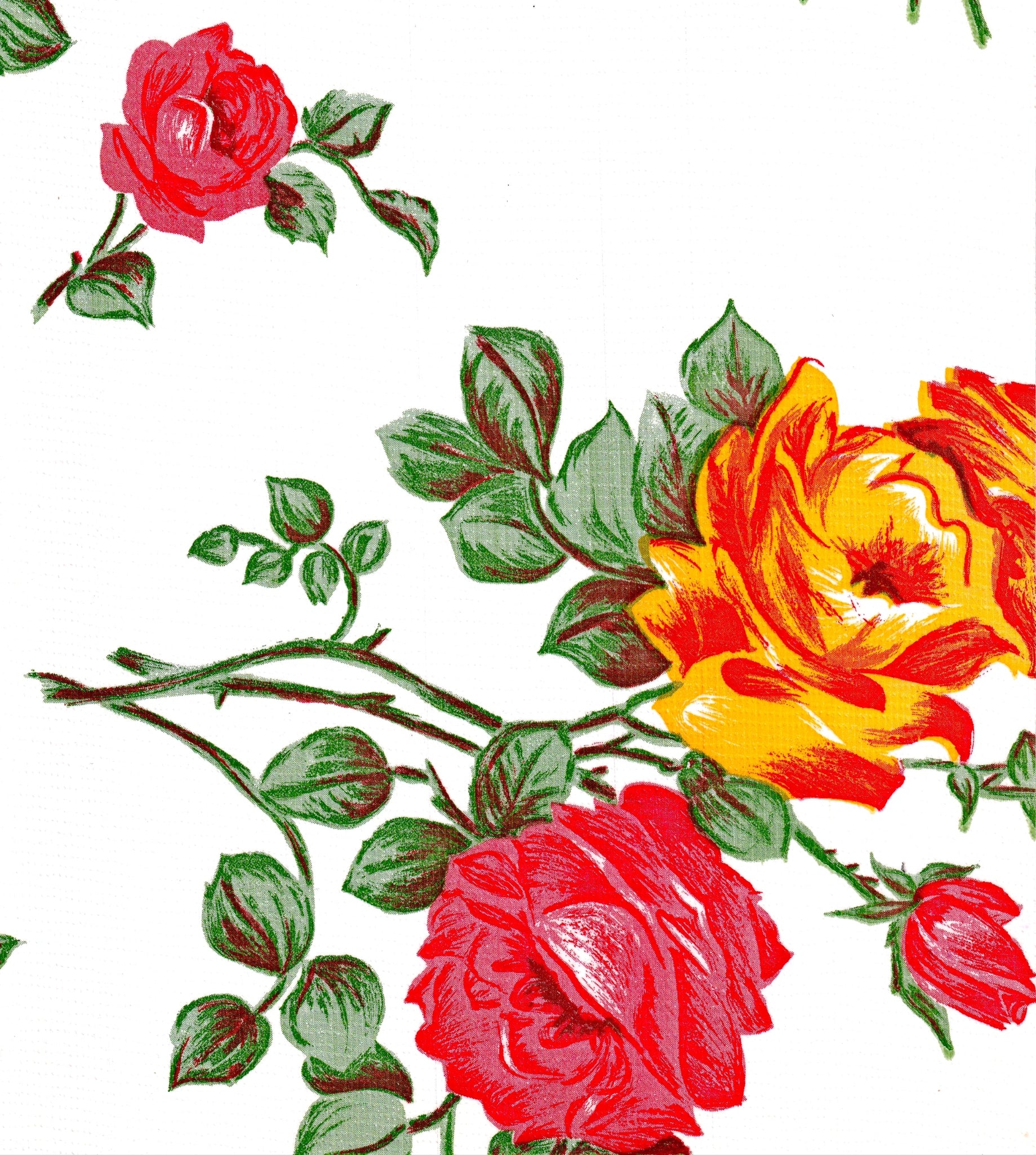 oilcloth by the yard rose and grid white swatch 