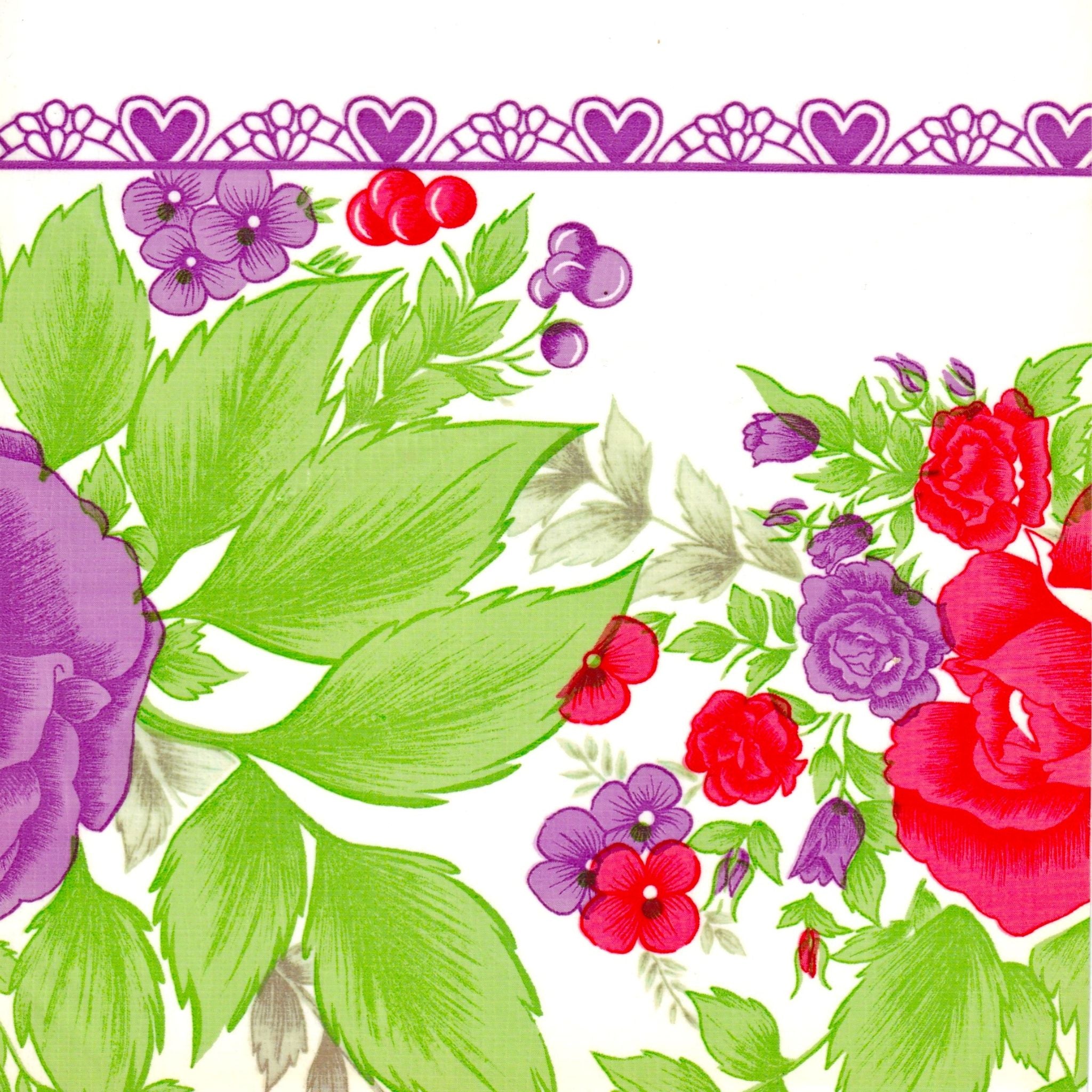 rose vine purple oilcloth swatch