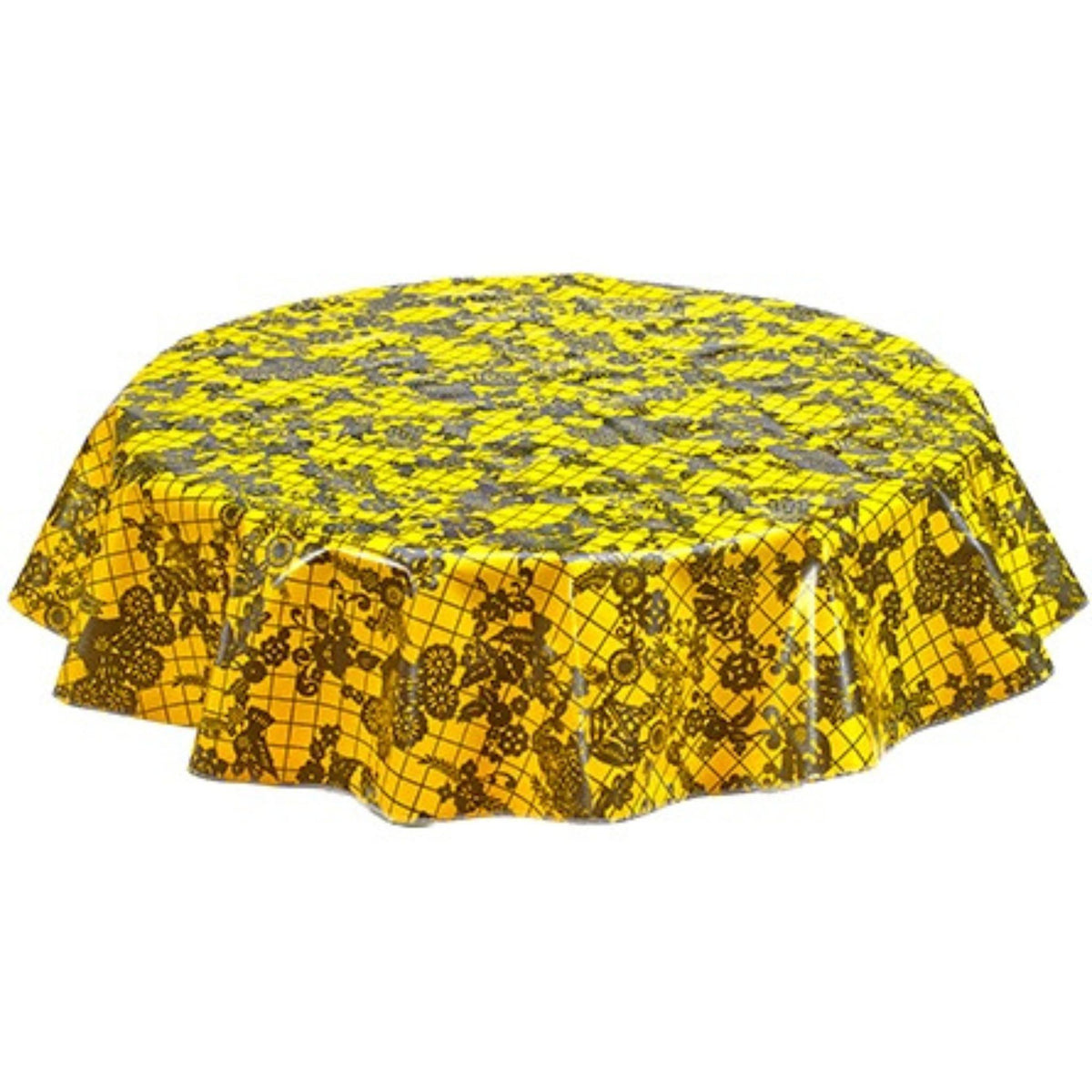 Day of the Dead Black on Yellow Oilcloth Tablecloths