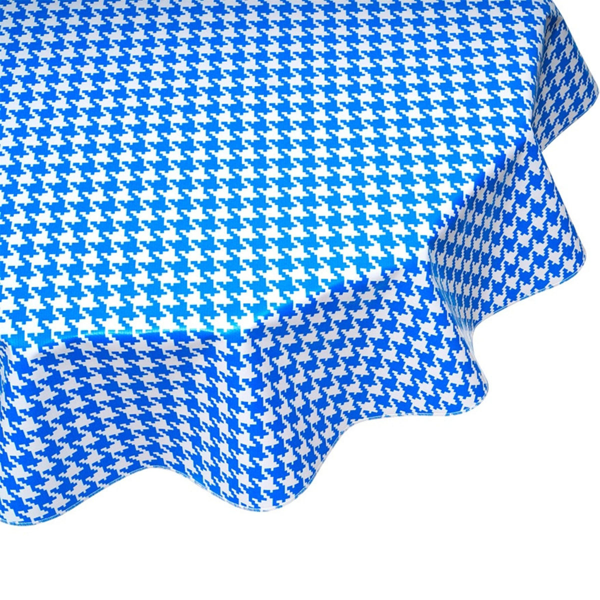 freckled sage round houndstooth blue oilcloth tablecloth