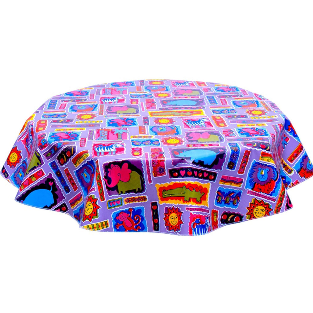 freckled sage menagerie purple oilcloth tablecloth