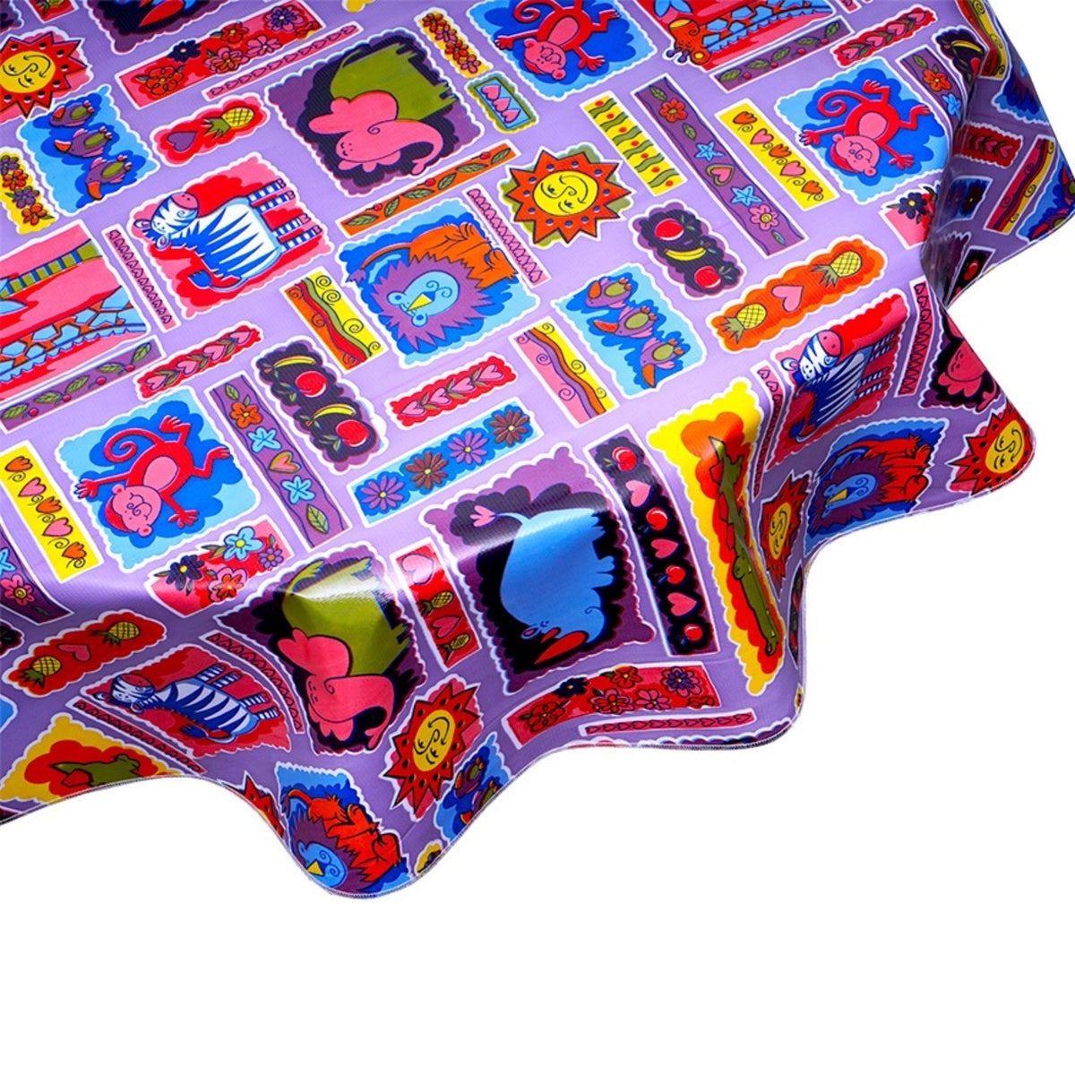 freckled sage menagerie purple oilcloth tablecloth