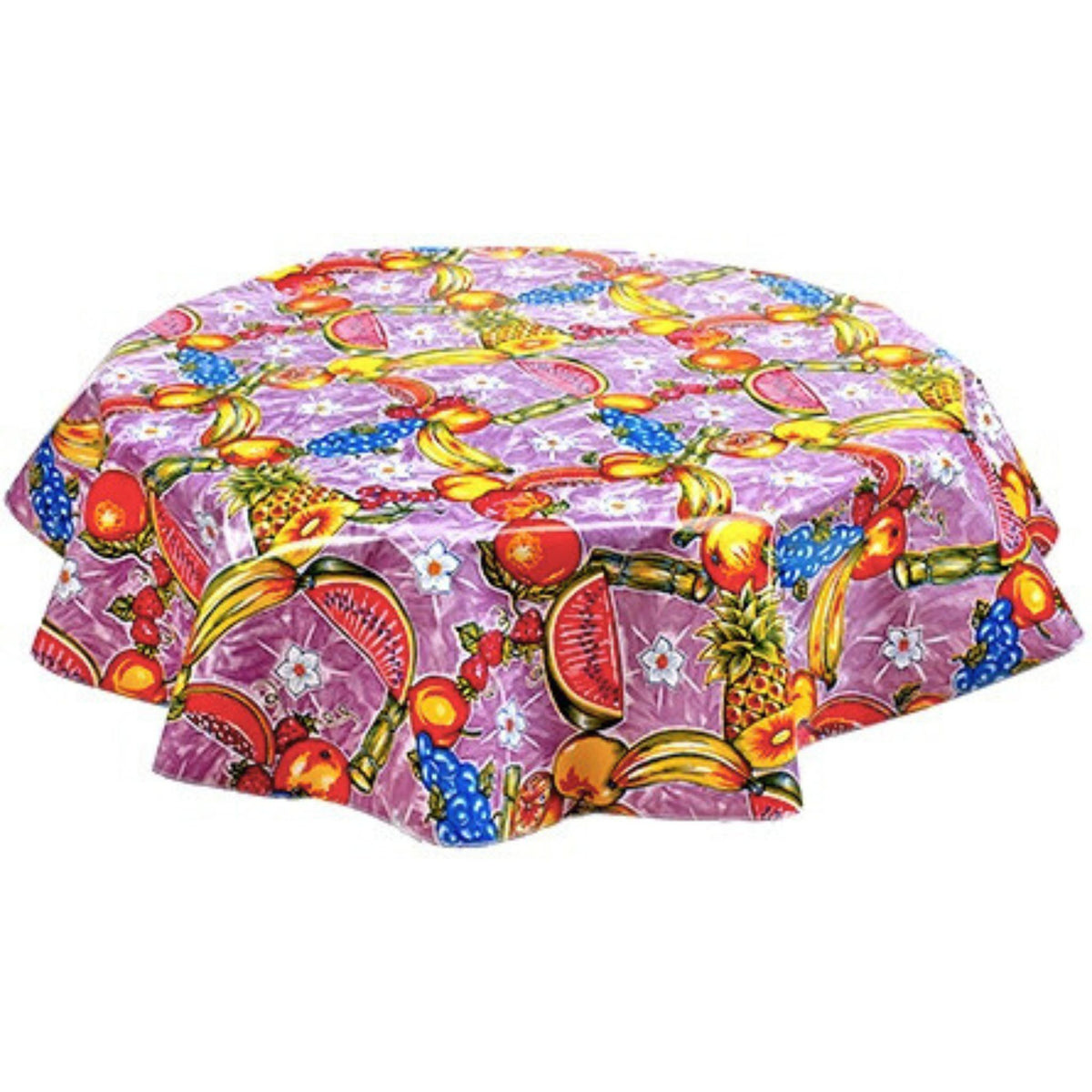 freckled sage round sugarcane purple oilcloth tablecloth
