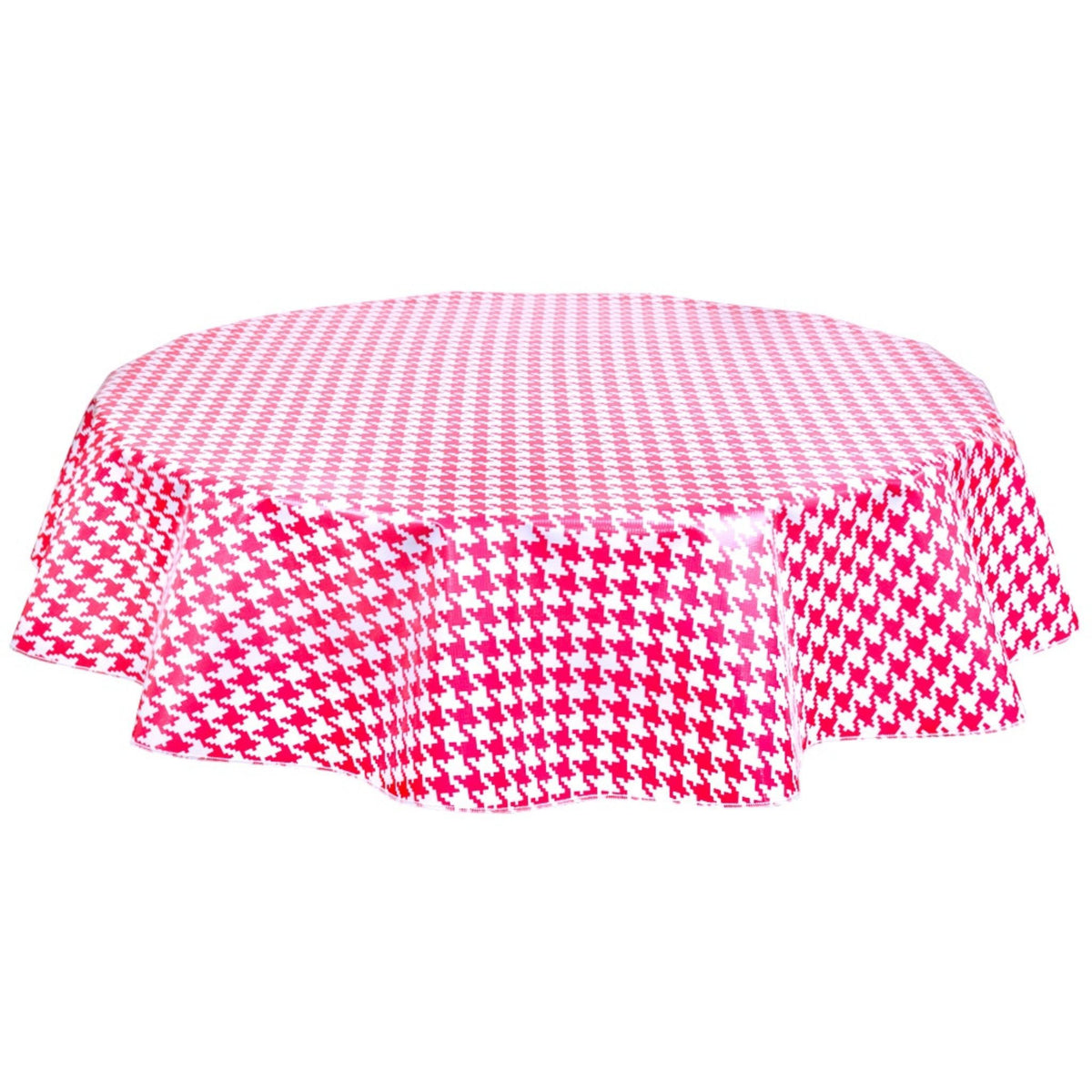 Houndstooth Pink Oilcloth Fabric and Tablecloths