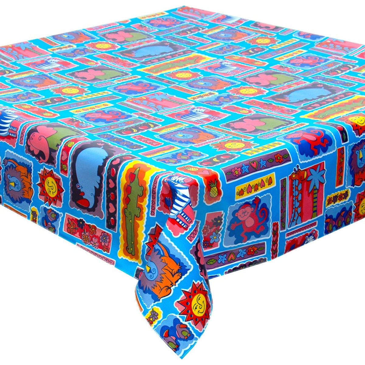 Menagerie Light Blue Oilcloth Tablecloths