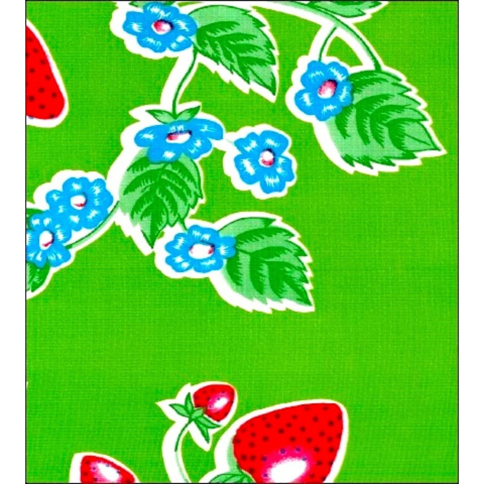 strawberry lime green oilcloth swatch