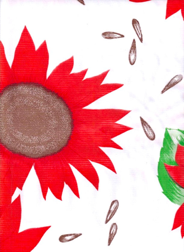 Sunflower Red Oilcloth Fabric