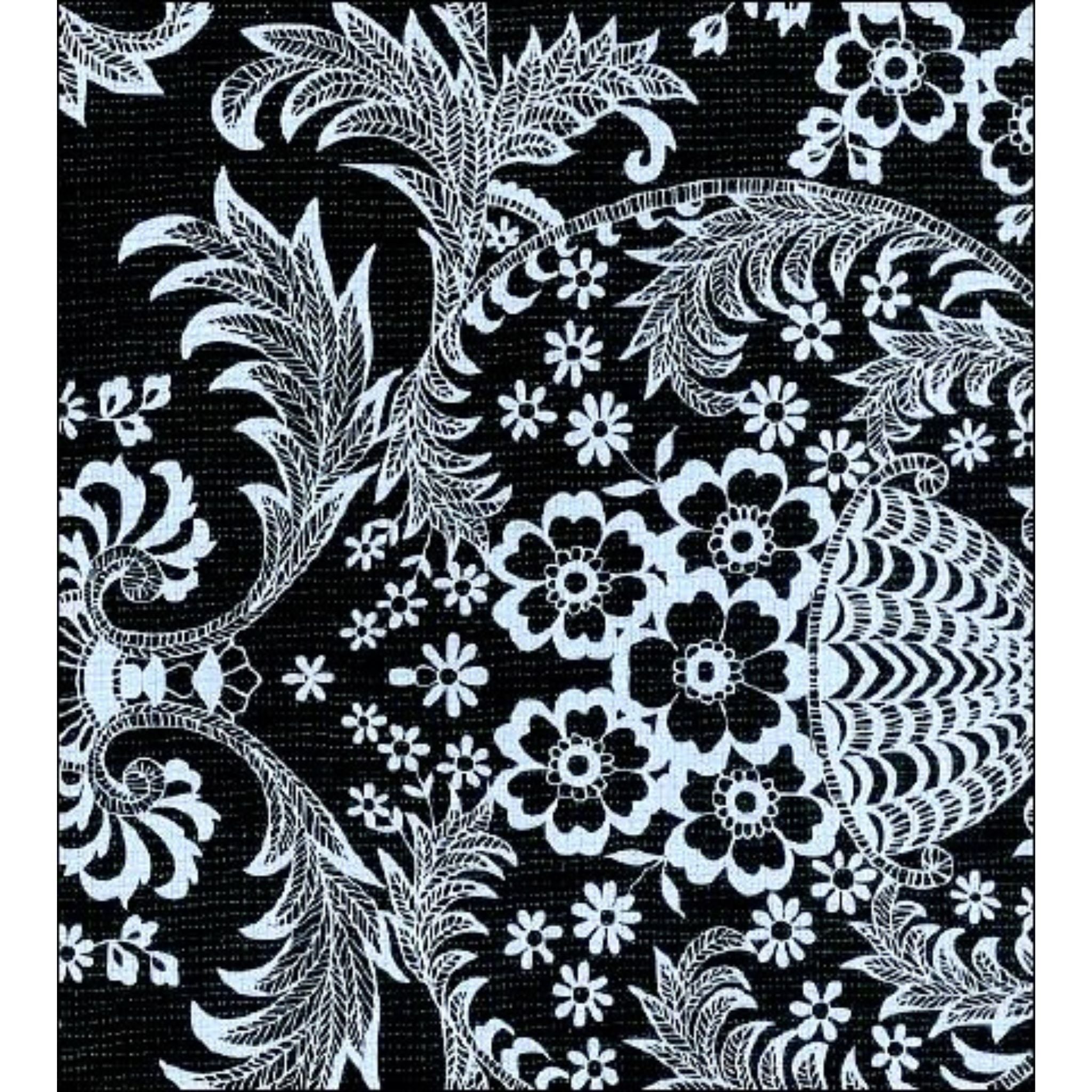 toile white on black oilcloth swatch