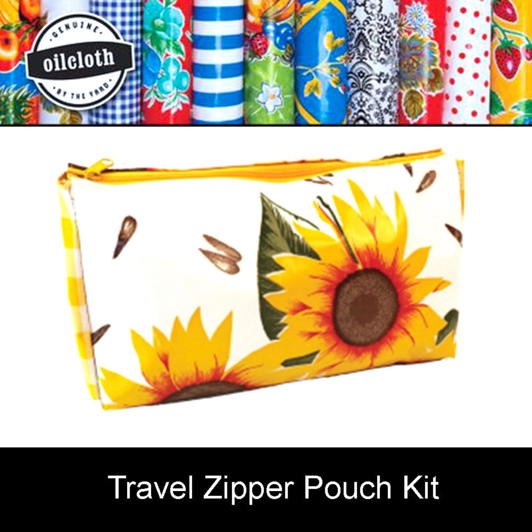 oilcloth travel zipper pouch kit