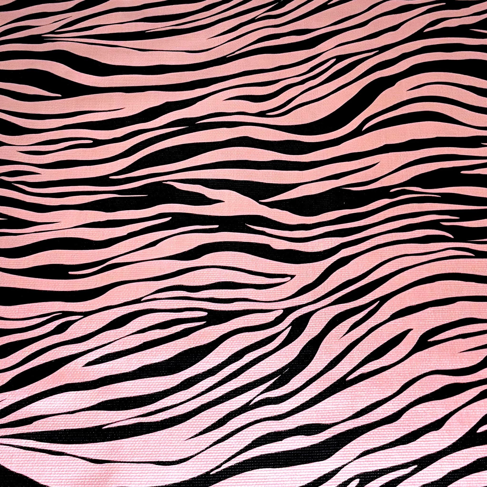 zebra black and metallic pink oilcloth swatch