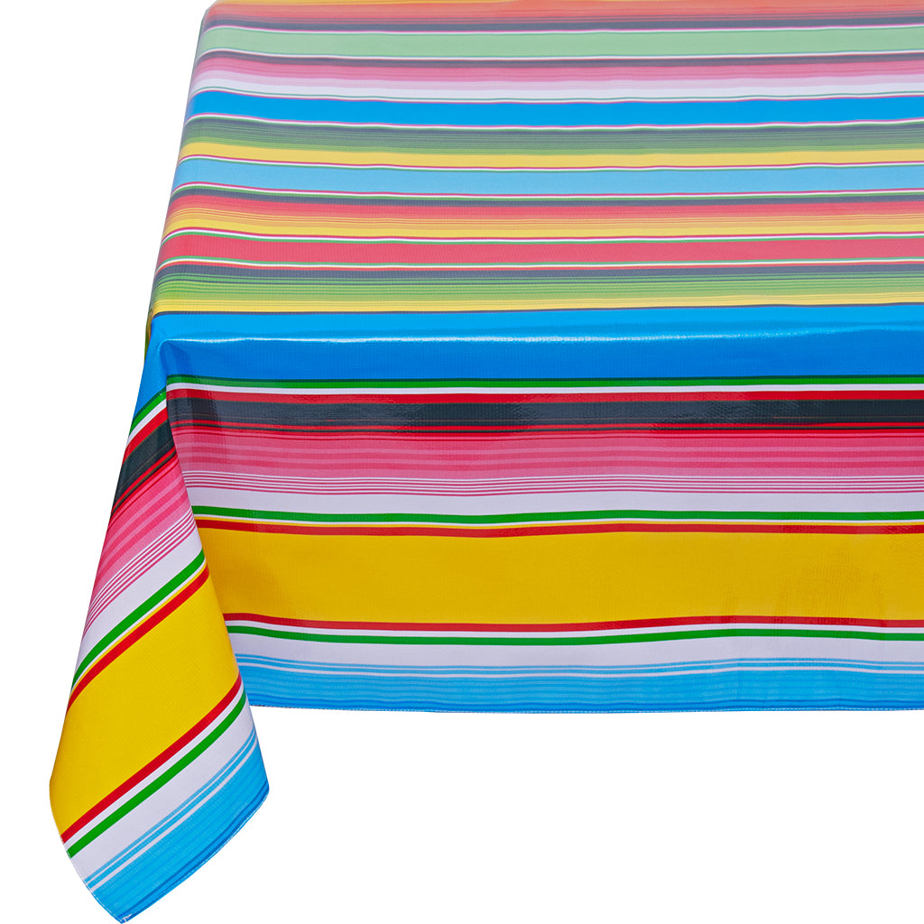 Oilcloth by the yard serape light blue tablecloth